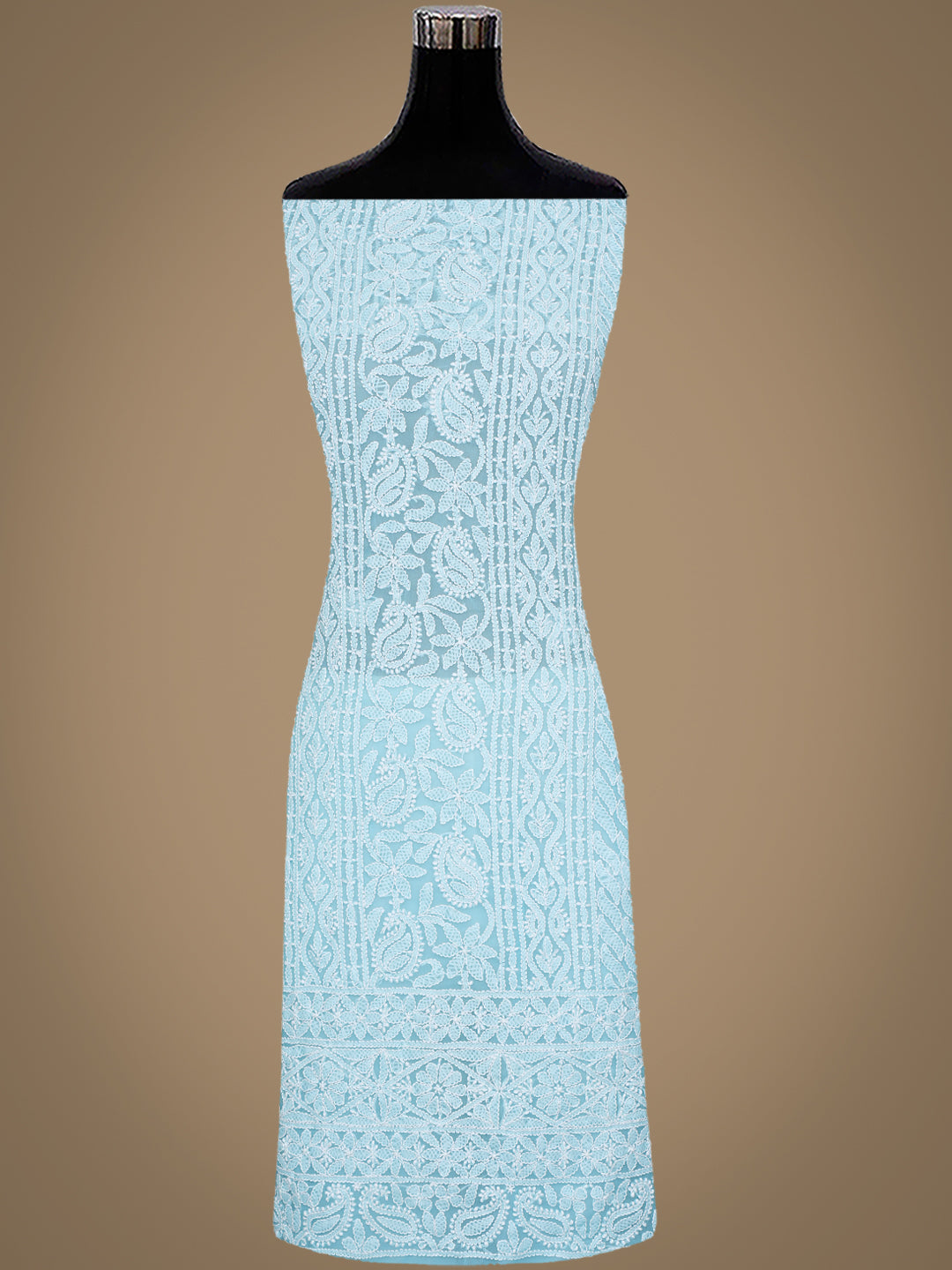 Ada Hand Embroidered Blue Faux Georgette Lucknowi Chikankari Unstitched Suit Piece 01A981204