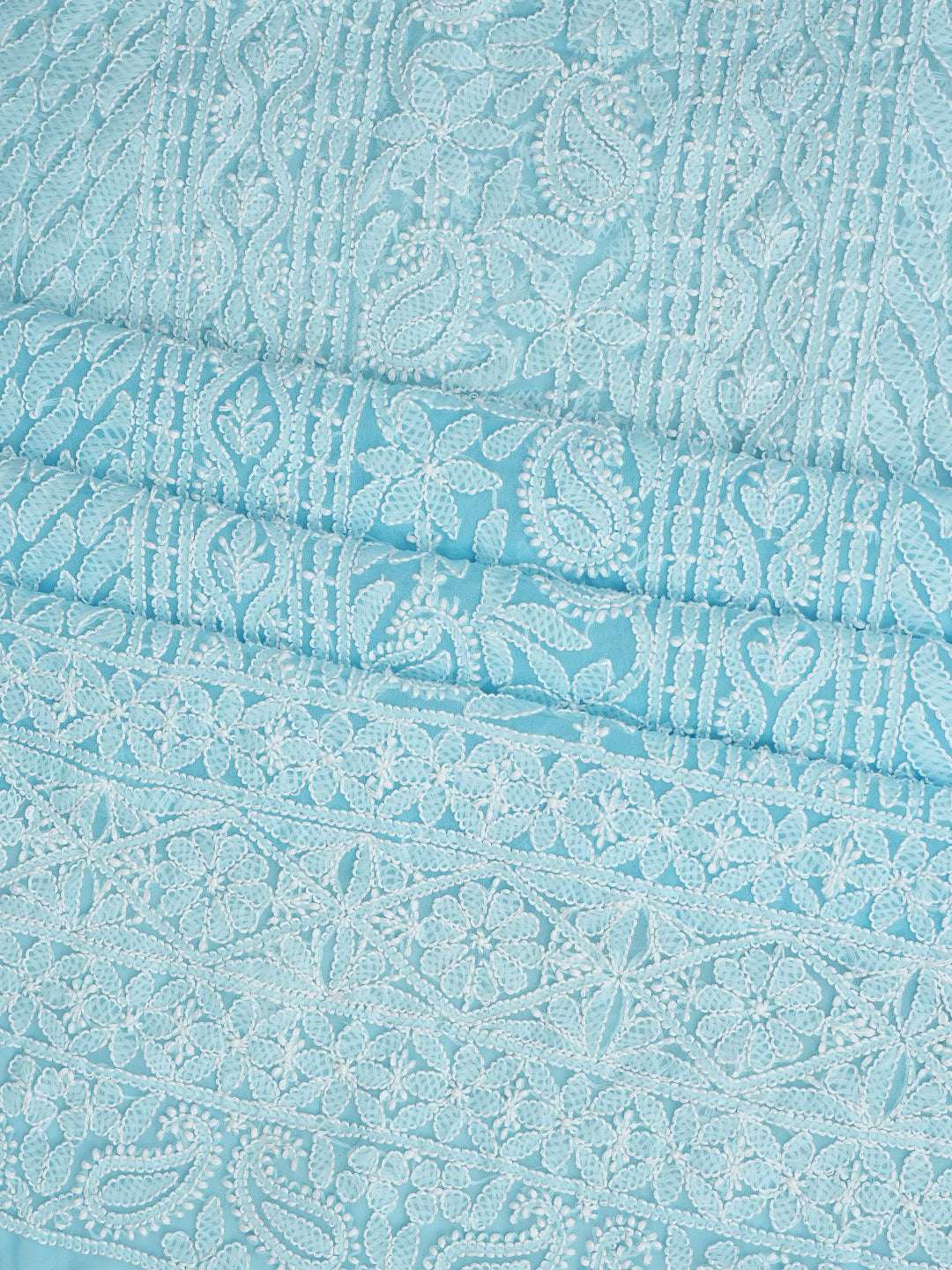 Ada Hand Embroidered Blue Faux Georgette Lucknowi Chikankari Unstitched Suit Piece 01A981204
