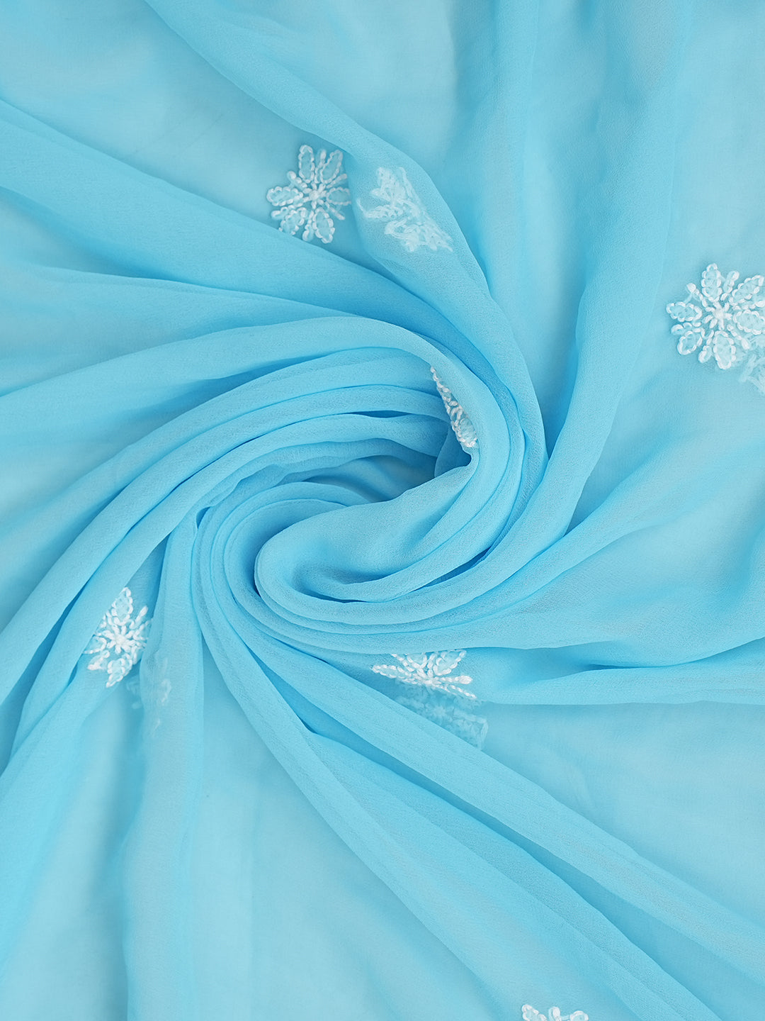 Ada Hand Embroidered Blue Faux Georgette Lucknowi Chikankari Unstitched Suit Piece 01A981204