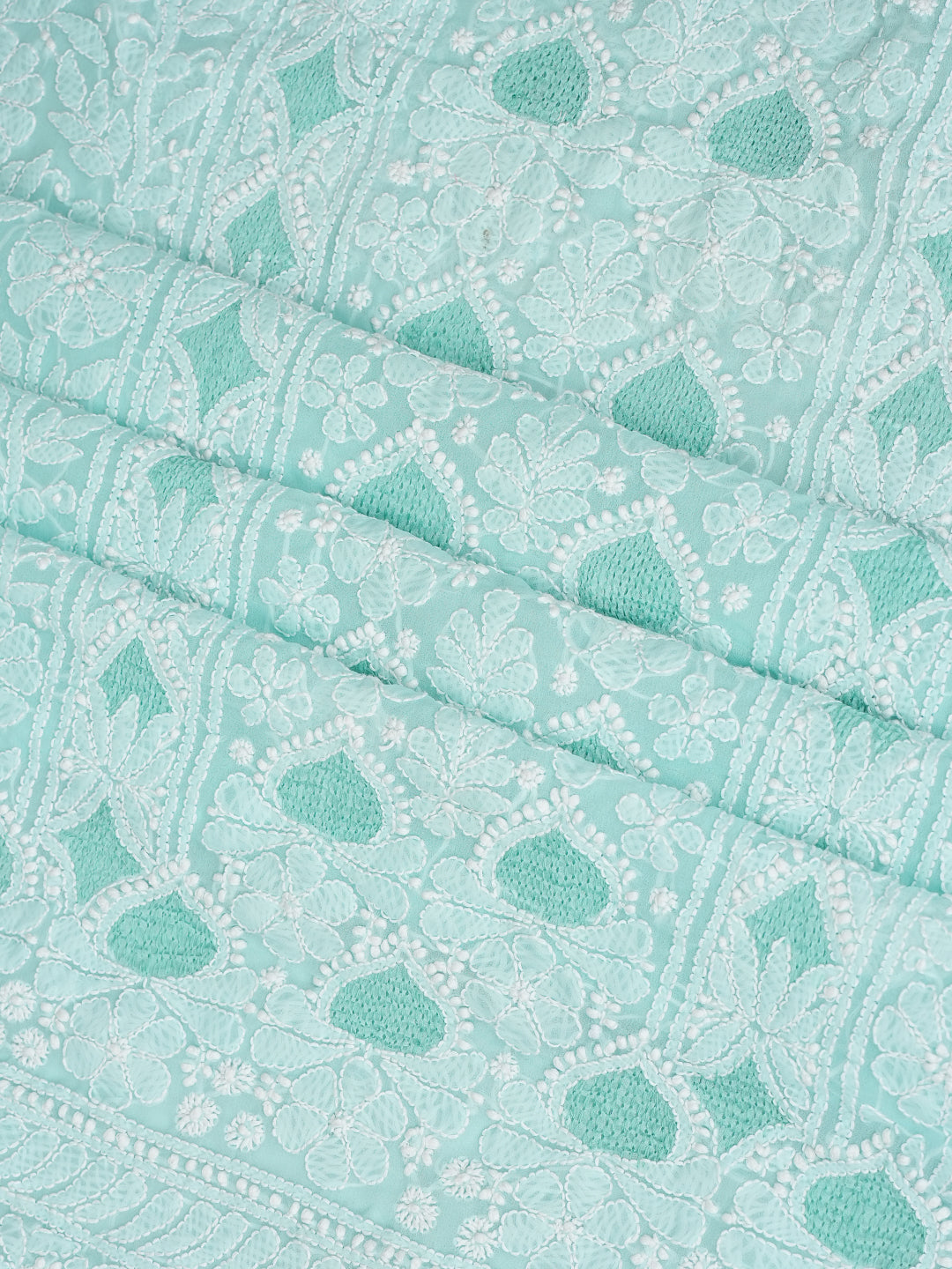 Ada Hand Embroidered Blue Faux Georgette Lucknowi Chikankari Unstitched Suit Piece 01A985232