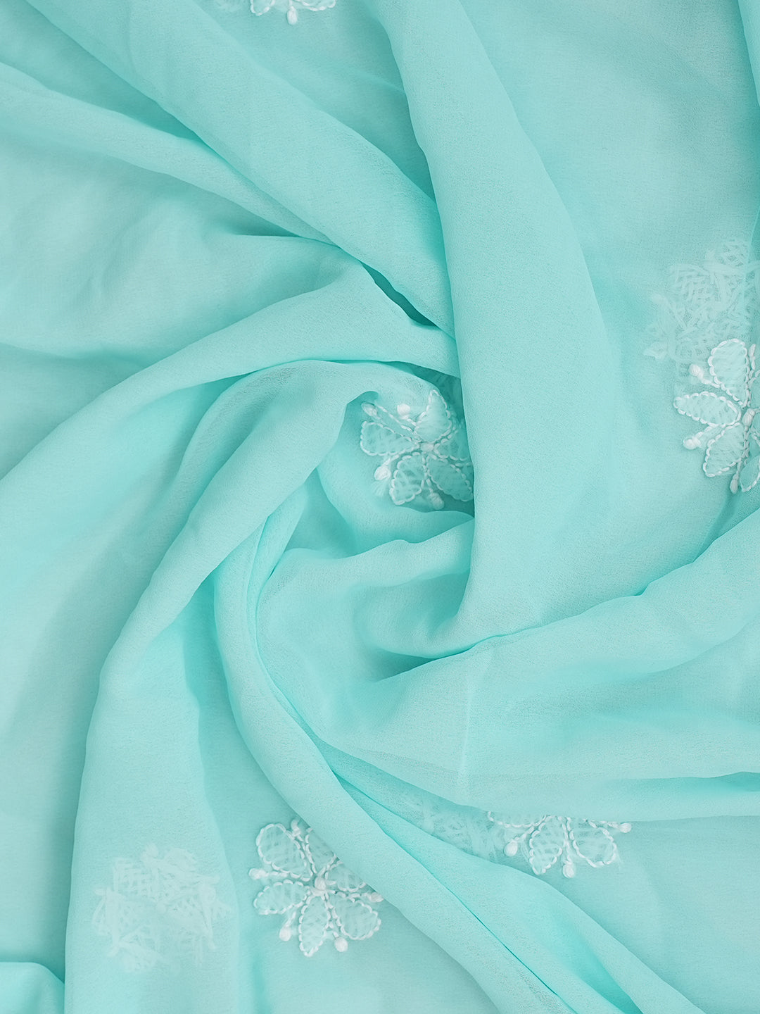 Ada Hand Embroidered Blue Faux Georgette Lucknowi Chikankari Unstitched Suit Piece 01A985232