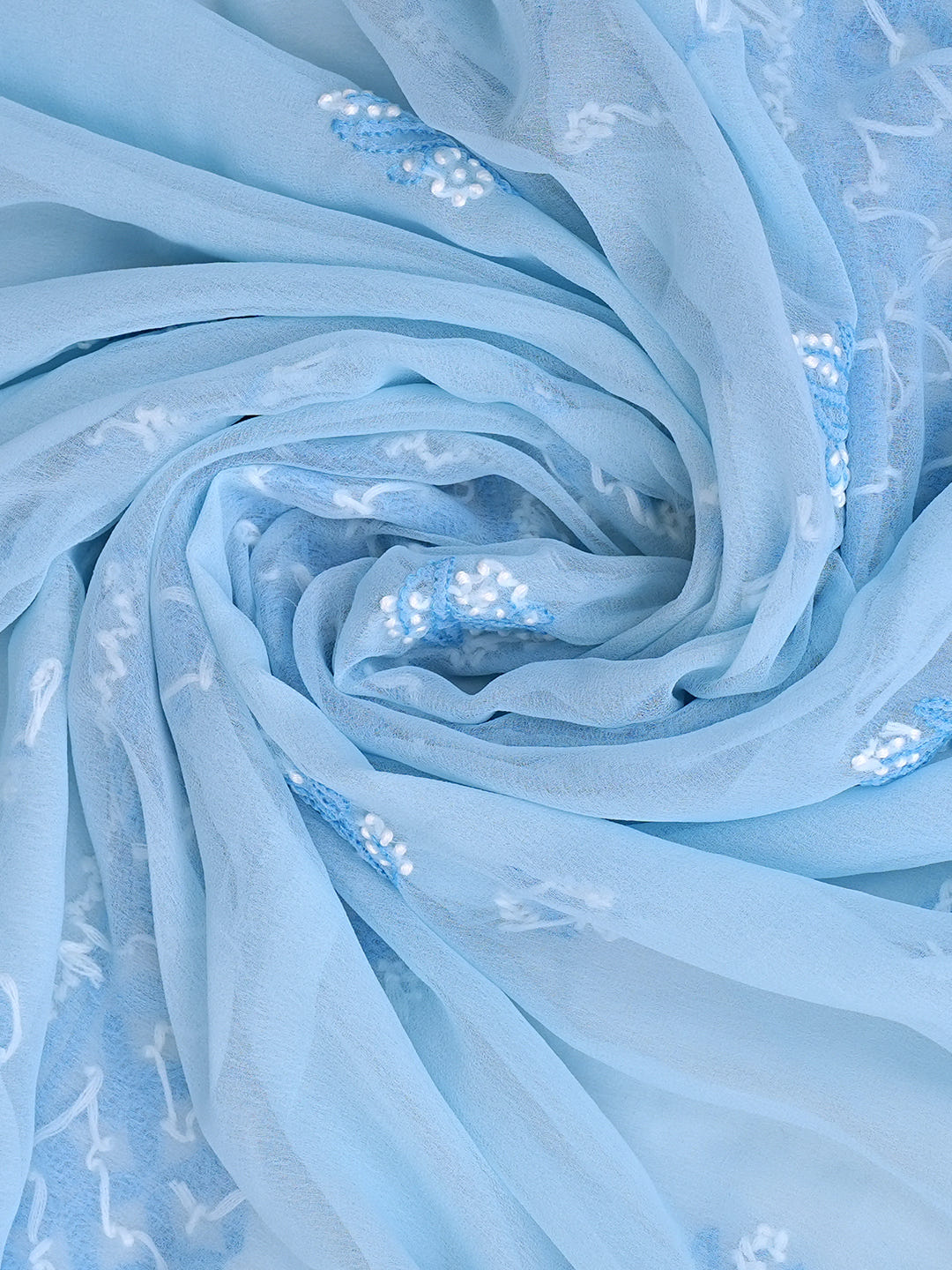 Ada Hand Embroidered Blue Georgette Lucknowi Chikankari Unstitched Suit Piece 01A966545_2