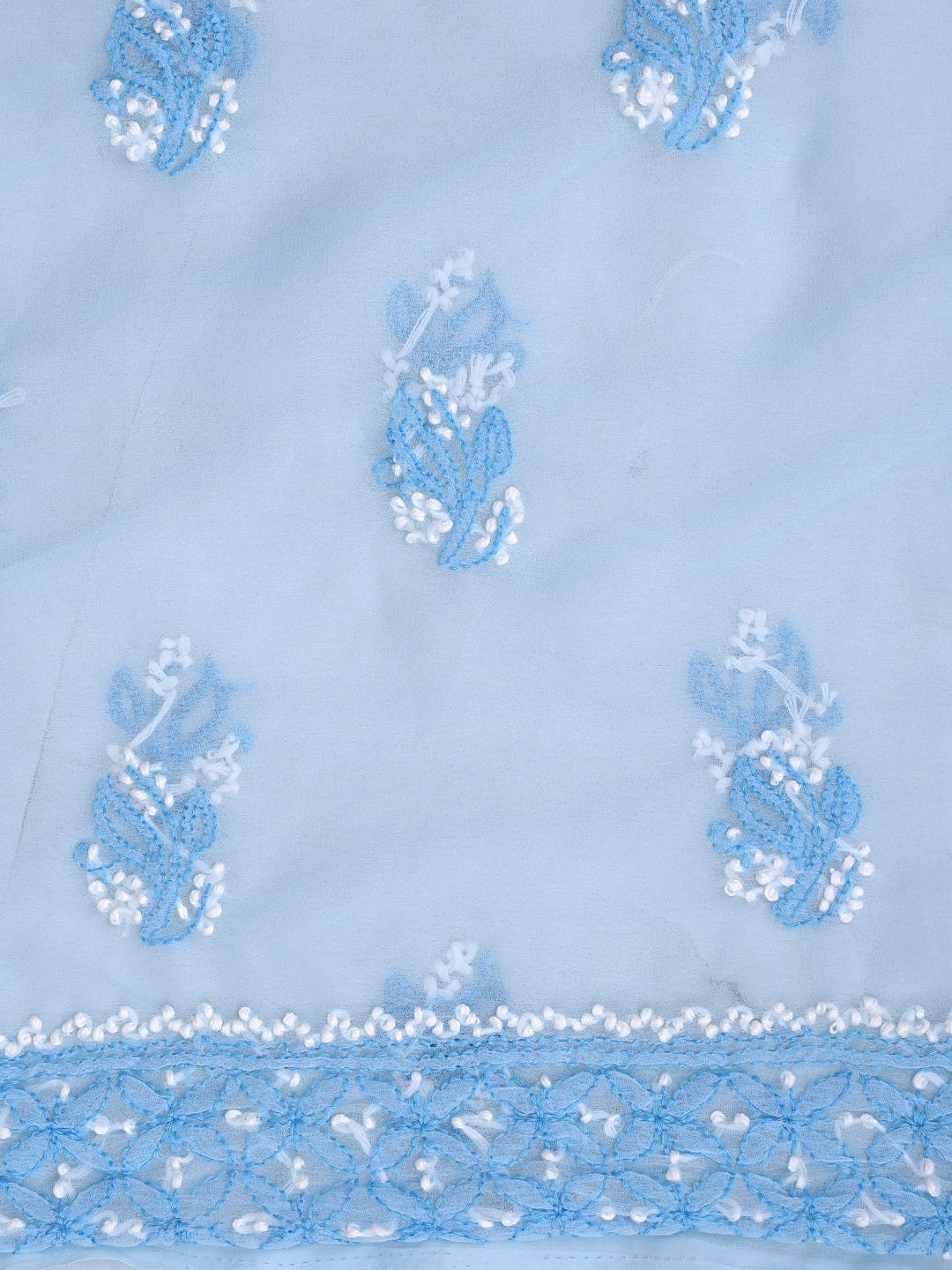 Ada Hand Embroidered Blue Georgette Lucknowi Chikankari Unstitched Suit Piece 01A966545_4