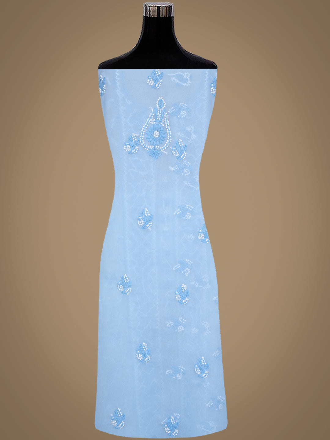 Ada Hand Embroidered Blue Georgette Lucknowi Chikankari Unstitched Suit Piece 01A966545_5