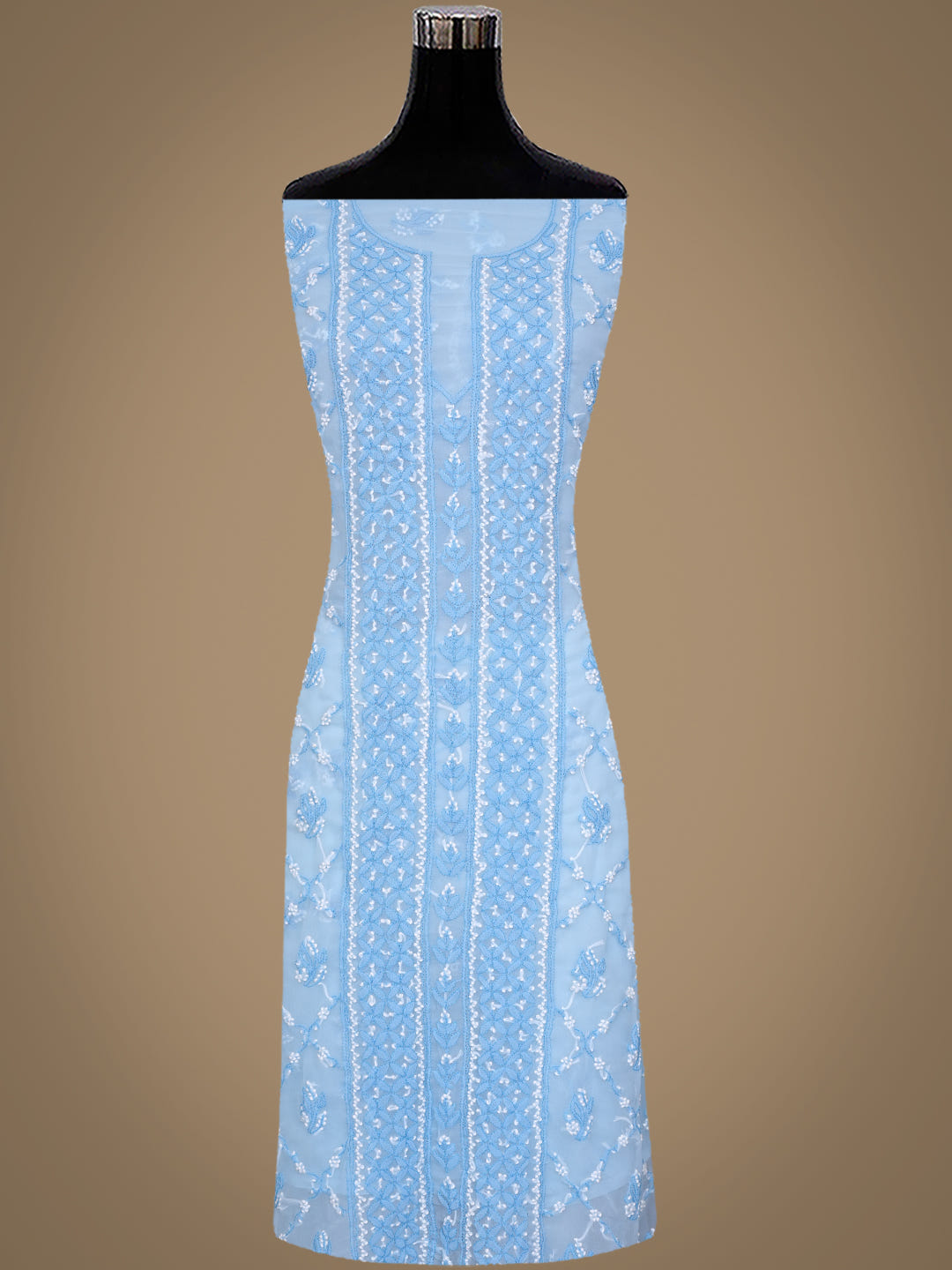 Ada Hand Embroidered Blue Georgette Lucknowi Chikankari Unstitched Suit Piece 01A966545_6