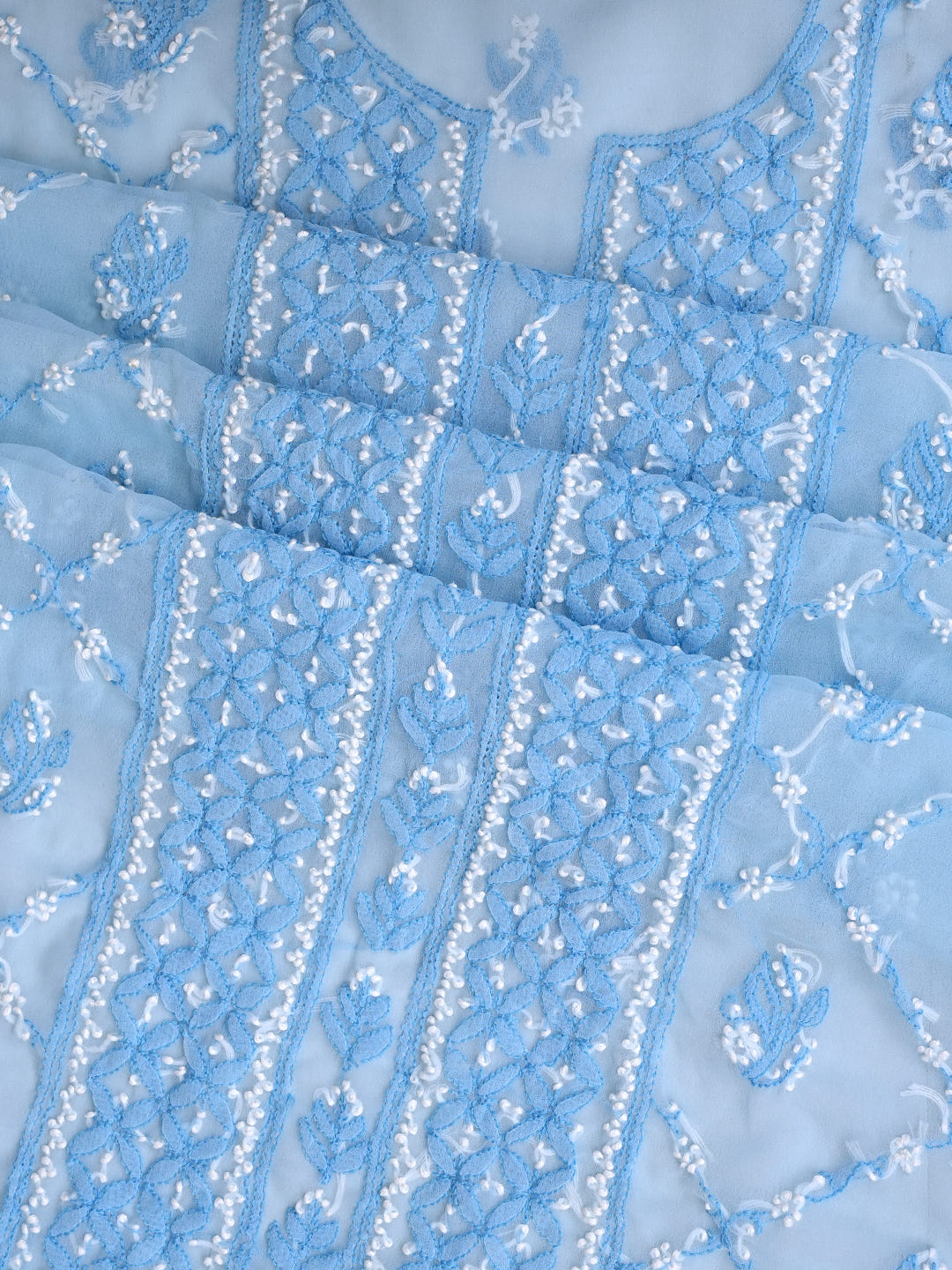 Ada Hand Embroidered Blue Georgette Lucknowi Chikankari Unstitched Suit Piece 01A966545_9
