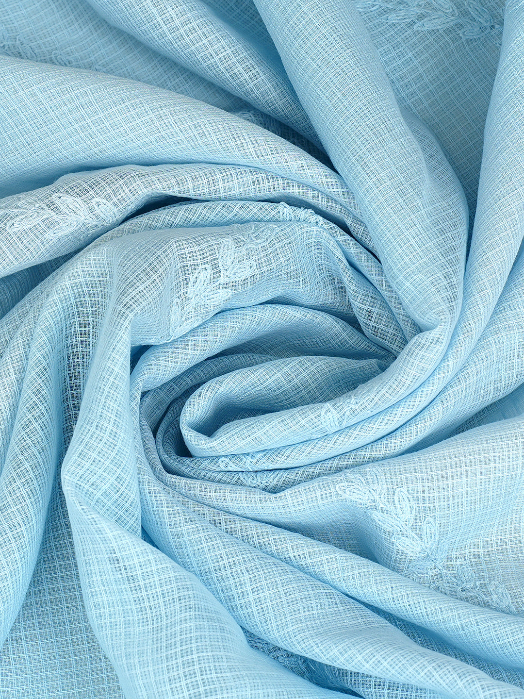 Ada Hand Embroidered Sky Blue Kota Lucknowi Chikankari Dupatta 01A923309
