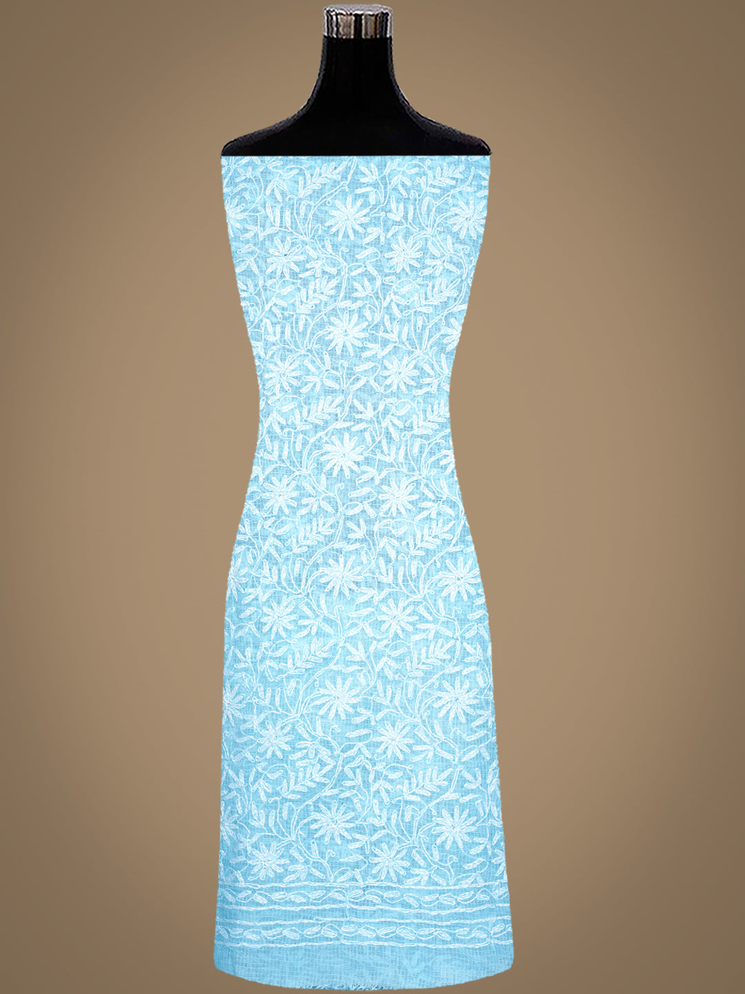 Ada Hand Embroidered Blue Kota Lucknowi Chikankari Unstitched Kurta Dupatta 01A870324