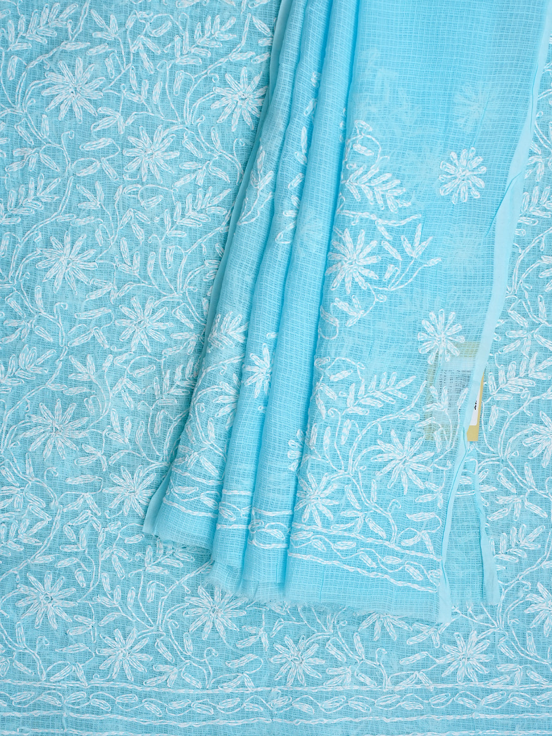 Ada Hand Embroidered Blue Kota Lucknowi Chikankari Unstitched Kurta Dupatta 01A870324
