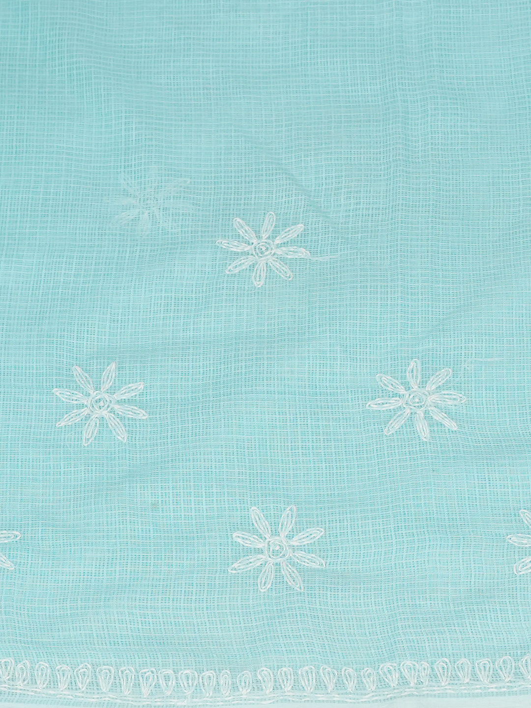 Ada Hand Embroidered Blue Kota Lucknowi Chikankari Unstitched Kurta Piece 01A1004063