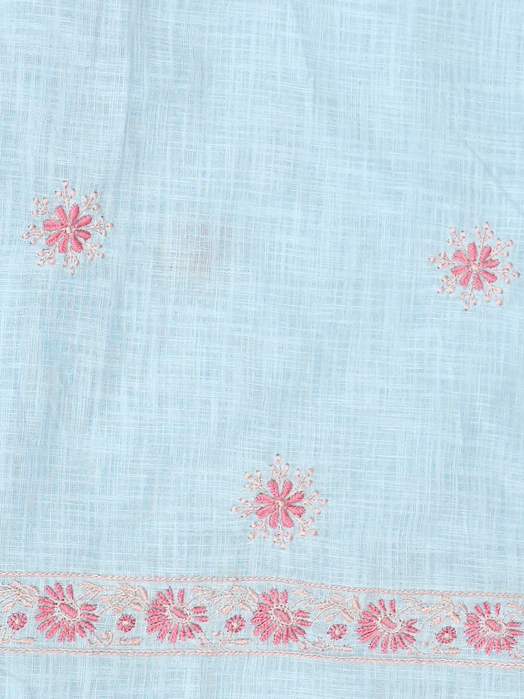 Ada Hand Embroidered Blue Linen Lucknowi Chikankari Unstitched Kurta Dupatta Set 01A910436