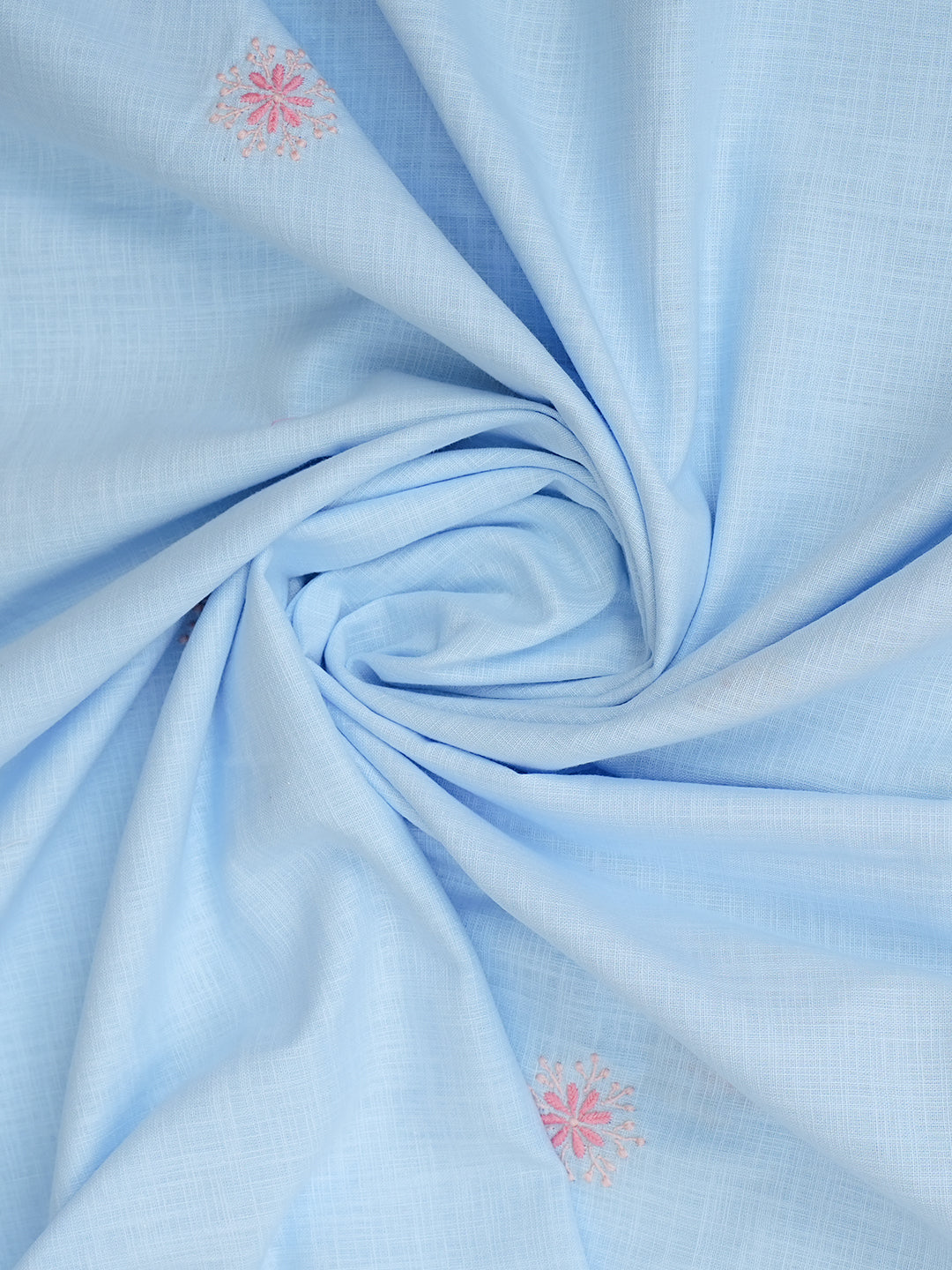 Ada Hand Embroidered Blue Linen Lucknowi Chikankari Unstitched Kurta Dupatta Set 01A910436