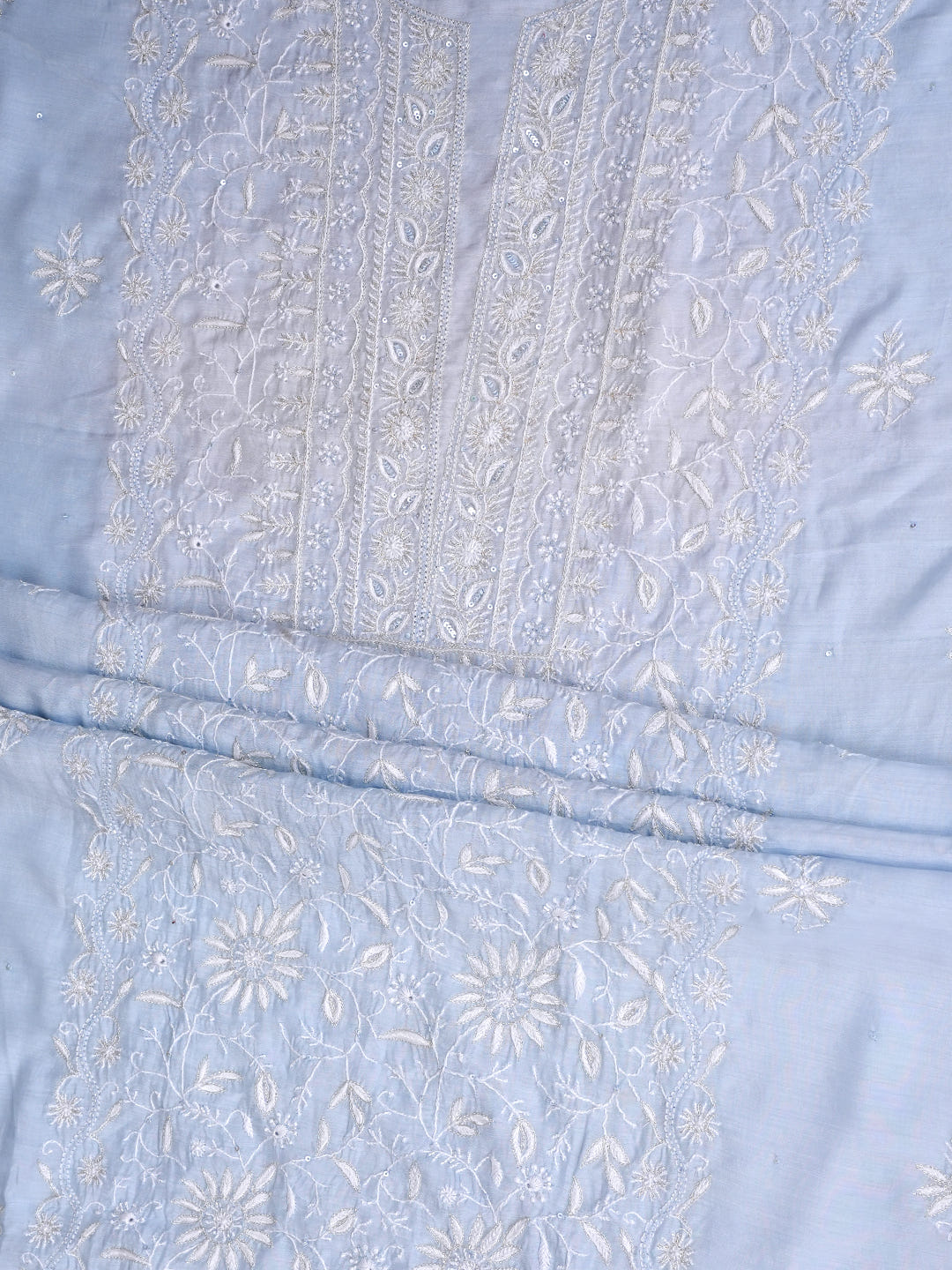Ada Hand Embroidered Blue Maslin Lucknowi Chikankari Unstitched Suit Piece With Zari Work 01A889132_4