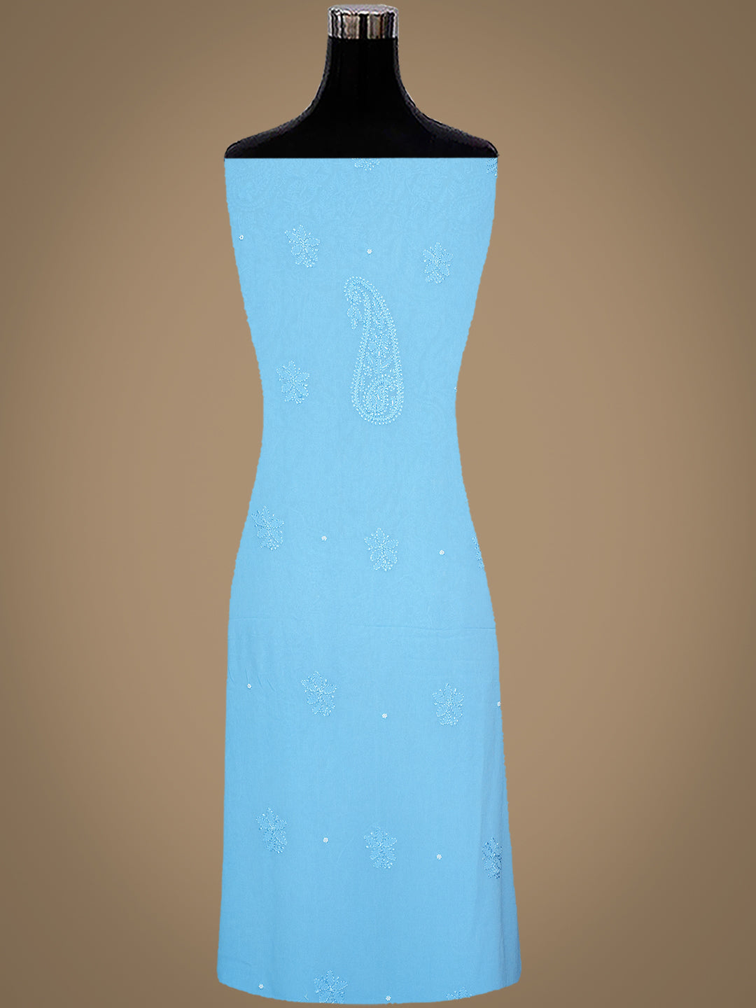 Ada Hand Embroidered Blue Viscose Georgette Lucknowi Chikankari Unstitched Kurta Dupatta With Cutdana Work 01A984125