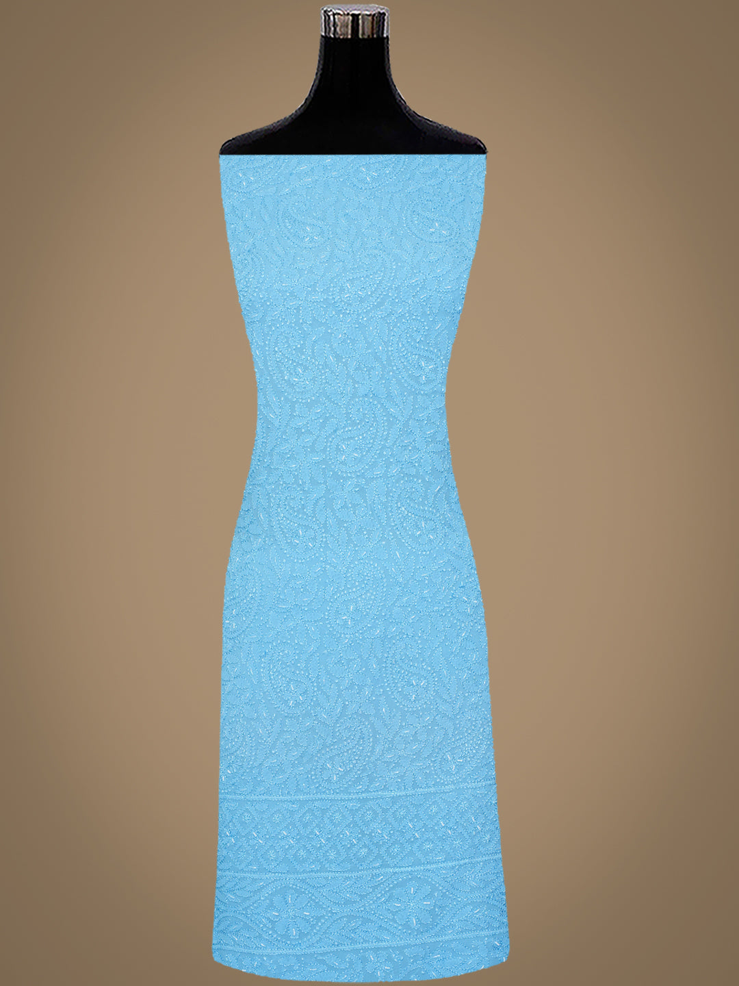 Ada Hand Embroidered Blue Viscose Georgette Lucknowi Chikankari Unstitched Kurta Dupatta With Cutdana Work 01A984125