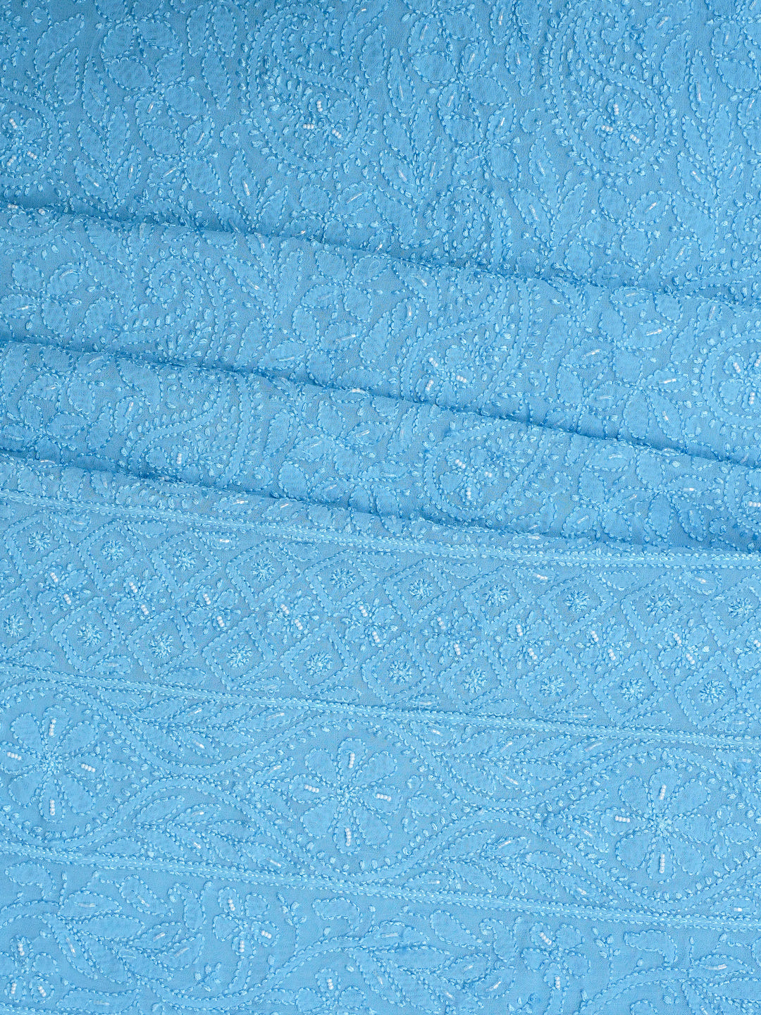 Ada Hand Embroidered Blue Viscose Georgette Lucknowi Chikankari Unstitched Kurta Dupatta Set With Cutdana Work 01A984125