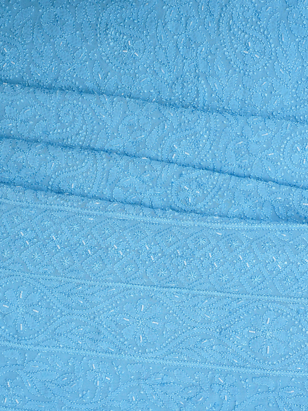 Ada Hand Embroidered Blue Viscose Georgette Lucknowi Chikankari Unstitched Kurta Dupatta With Cutdana Work 01A984125