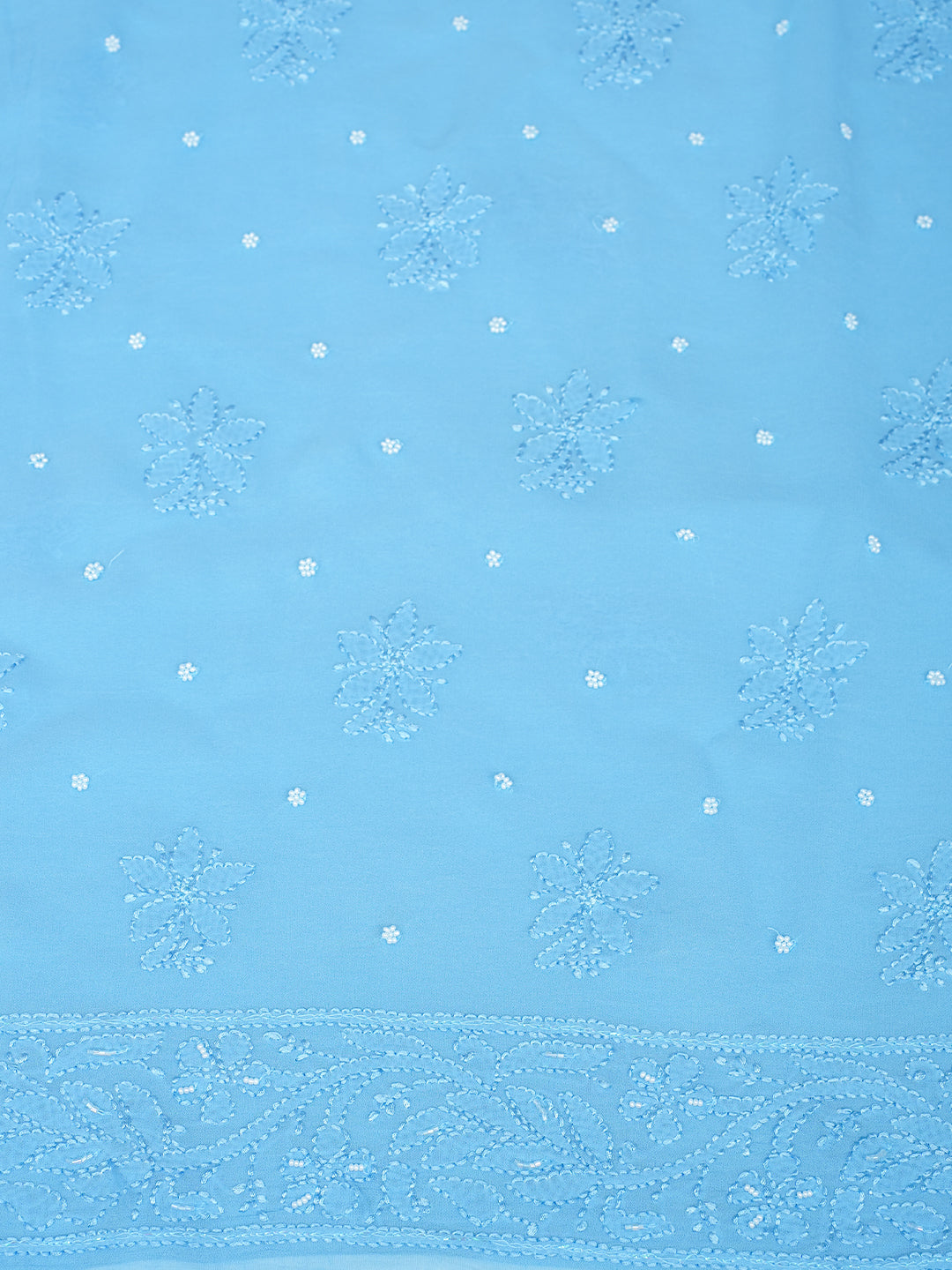 Ada Hand Embroidered Blue Viscose Georgette Lucknowi Chikankari Unstitched Kurta Dupatta With Cutdana Work 01A984125