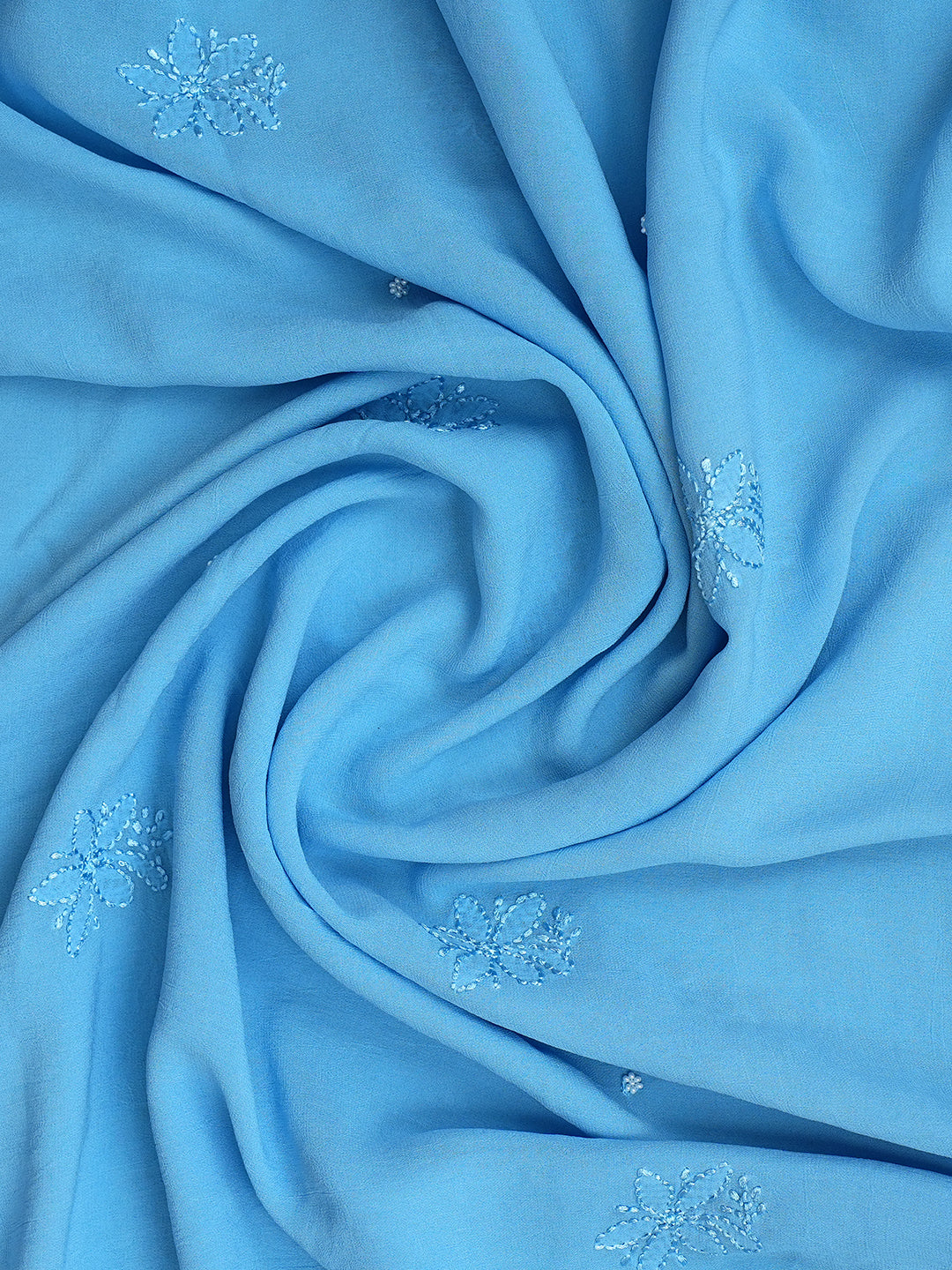 Ada Hand Embroidered Blue Viscose Georgette Lucknowi Chikankari Unstitched Kurta Dupatta With Cutdana Work 01A984125