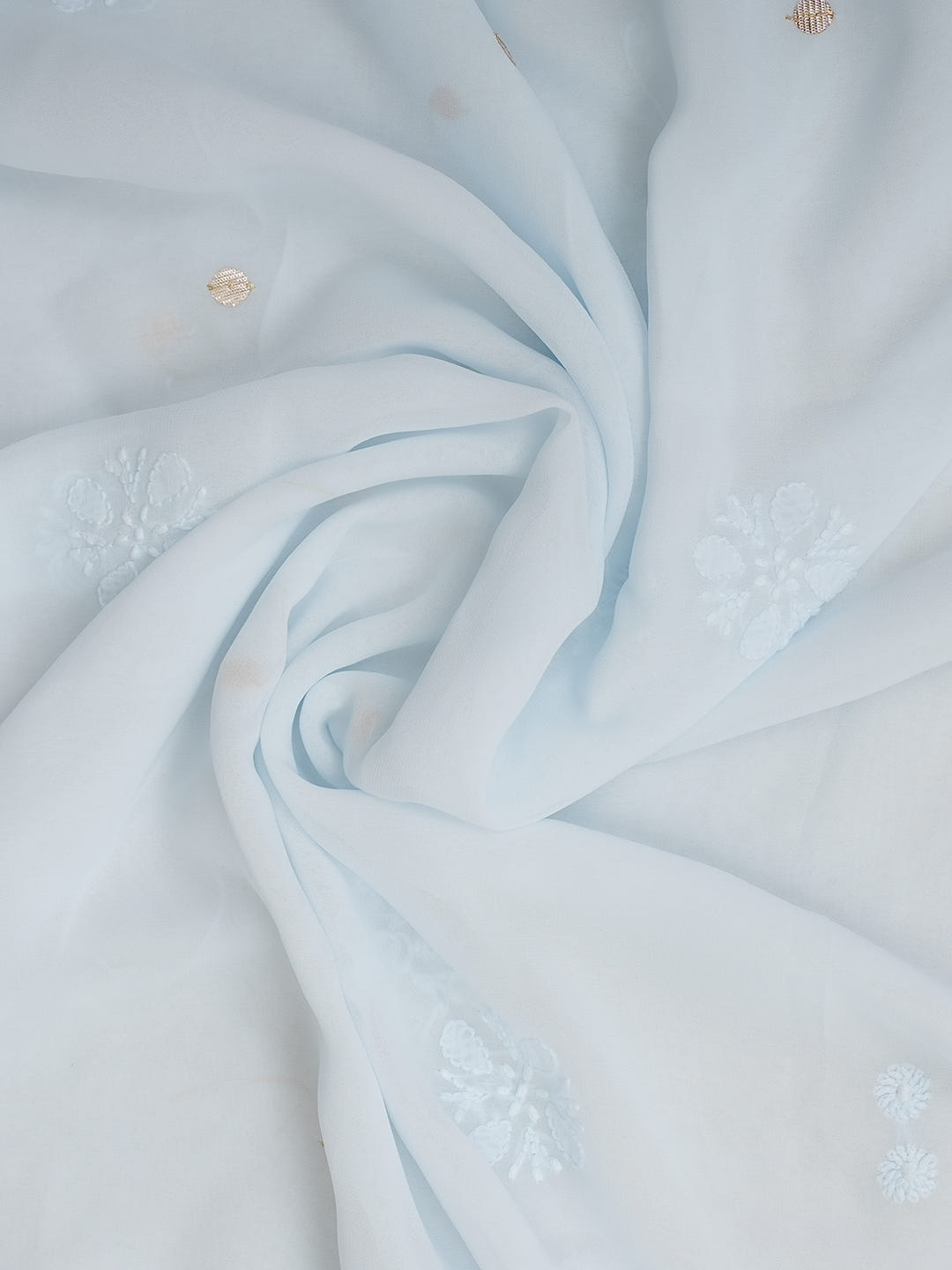Ada Hand Embroidered Blue Viscose Georgette Lucknowi Chikankari Unstitched Kurta Dupatta Set With Gota Patti Work 01A962617
