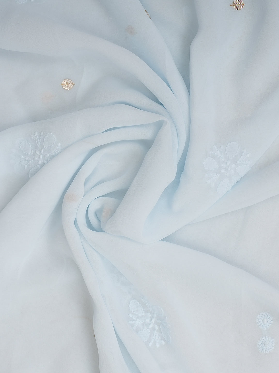 Ada Hand Embroidered Blue Viscose Georgette Lucknowi Chikankari Unstitched Kurta Dupatta With Gota Patti Work 01A962617