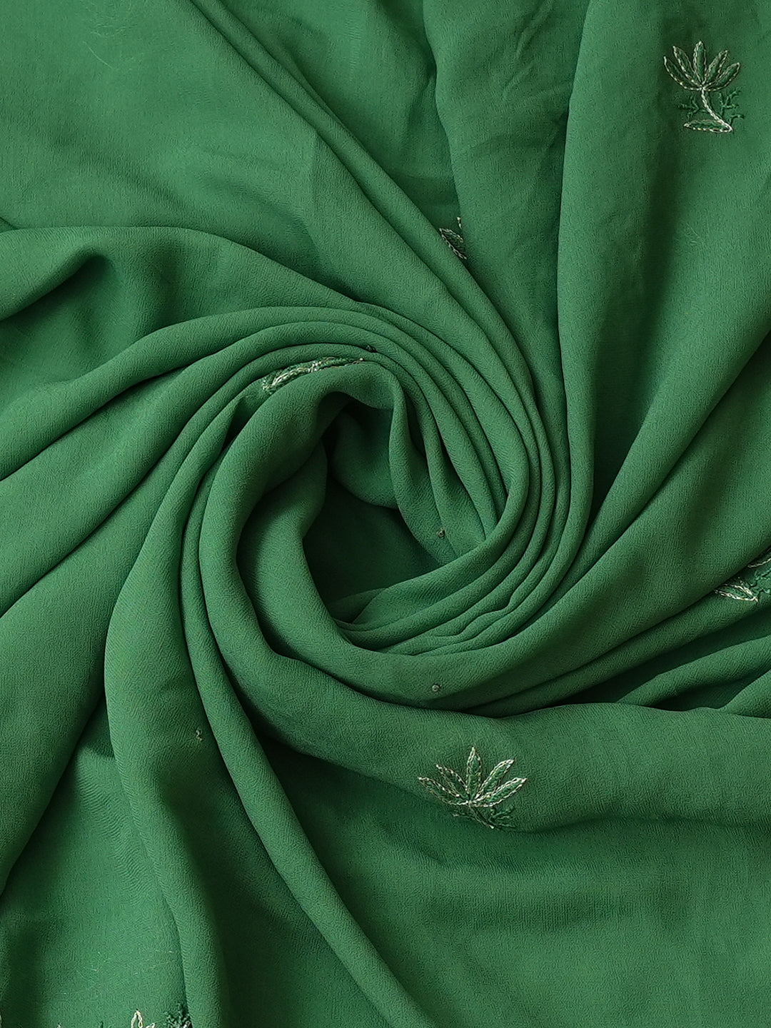 Ada Hand Embroidered Bottle Green Viscose Georgette Lucknowi Chikankari Unstitched Kurta Dupatta With Zari Taar Work 01A873604