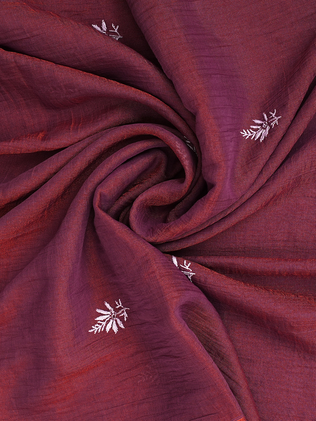 Ada Hand Embroidered Brown Tissue Lucknowi Chikankari Semi-stitched Kurta Dupatta set 01A617624