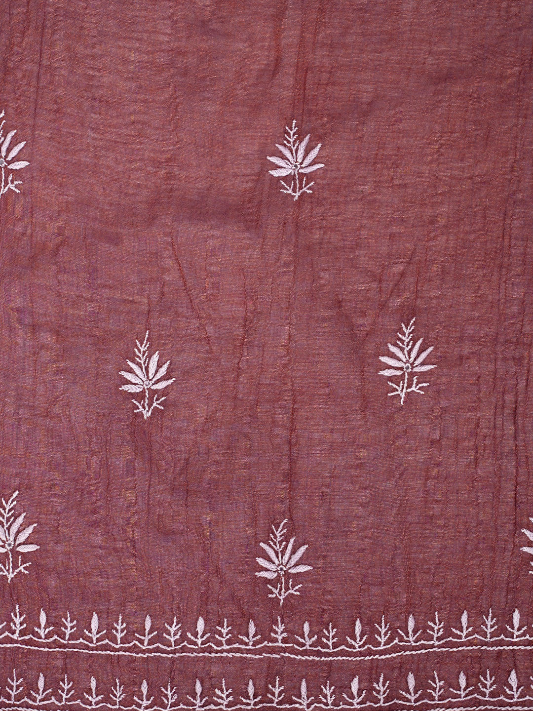 Ada Hand Embroidered Brown Tissue Lucknowi Chikankari Semi-stitched Kurta Dupatta set 01A617624