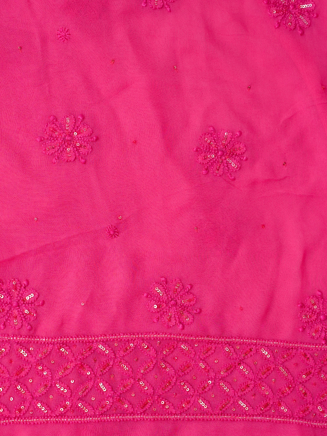 Ada Hand Embroidered Carrot Pink Viscose Georgette Lucknowi Chikankari Unstitched Kurta Dupatta Set With Sequinned Work 01A965034