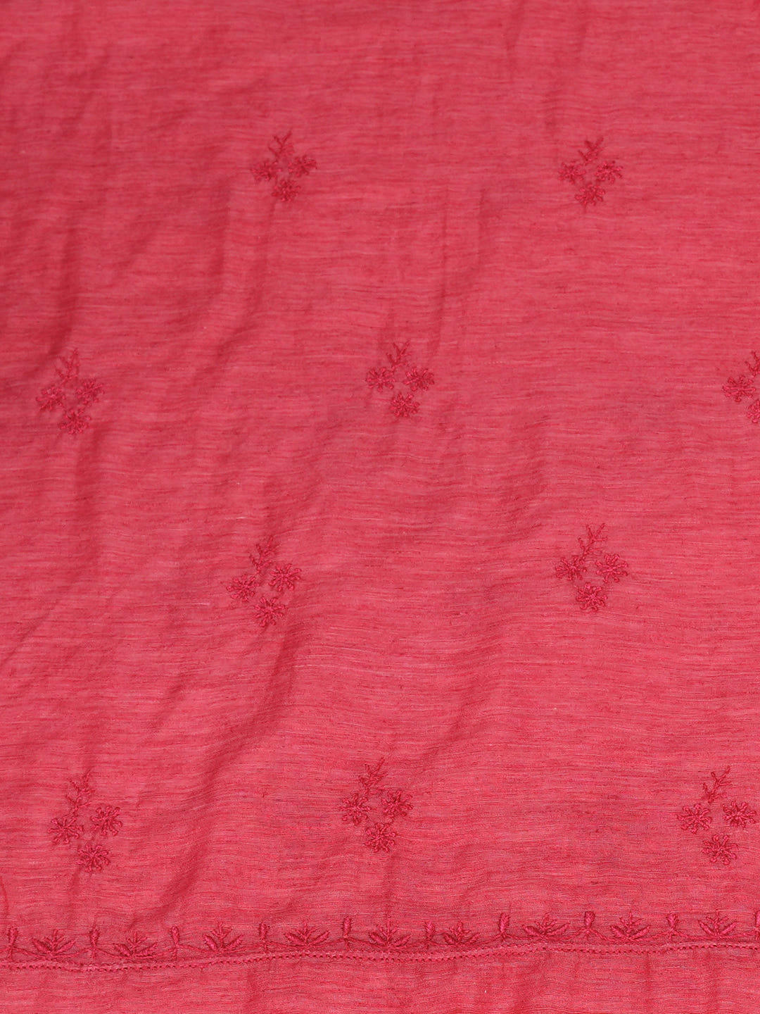 Ada Hand Embroidered Carrot Pink Chanderi Lucknowi Chikankari Unstitched Kurta Dupatta Set 07A502903_6