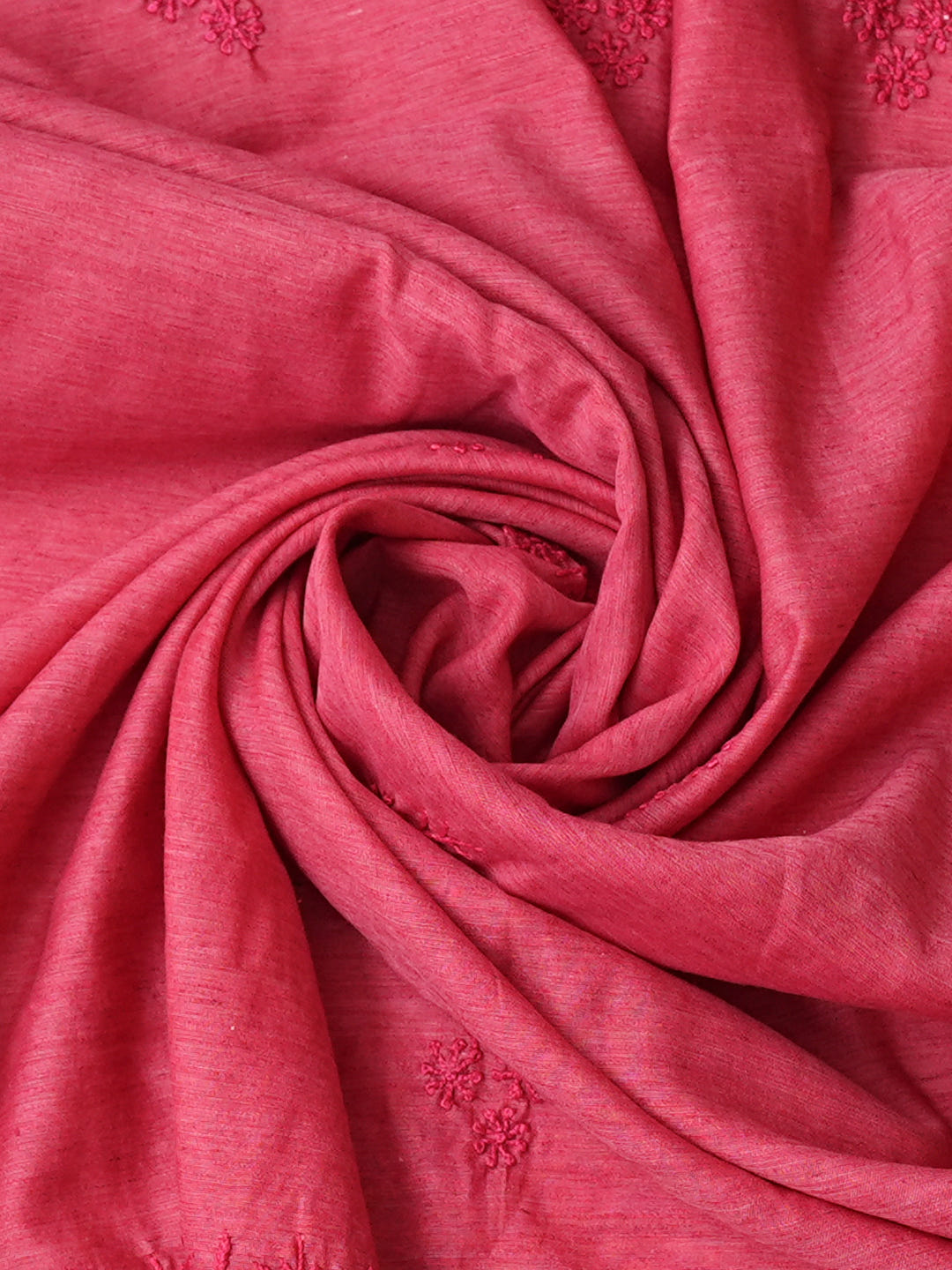 Ada Hand Embroidered Carrot Pink Chanderi Lucknowi Chikankari Unstitched Kurta Dupatta Set 07A502903_5