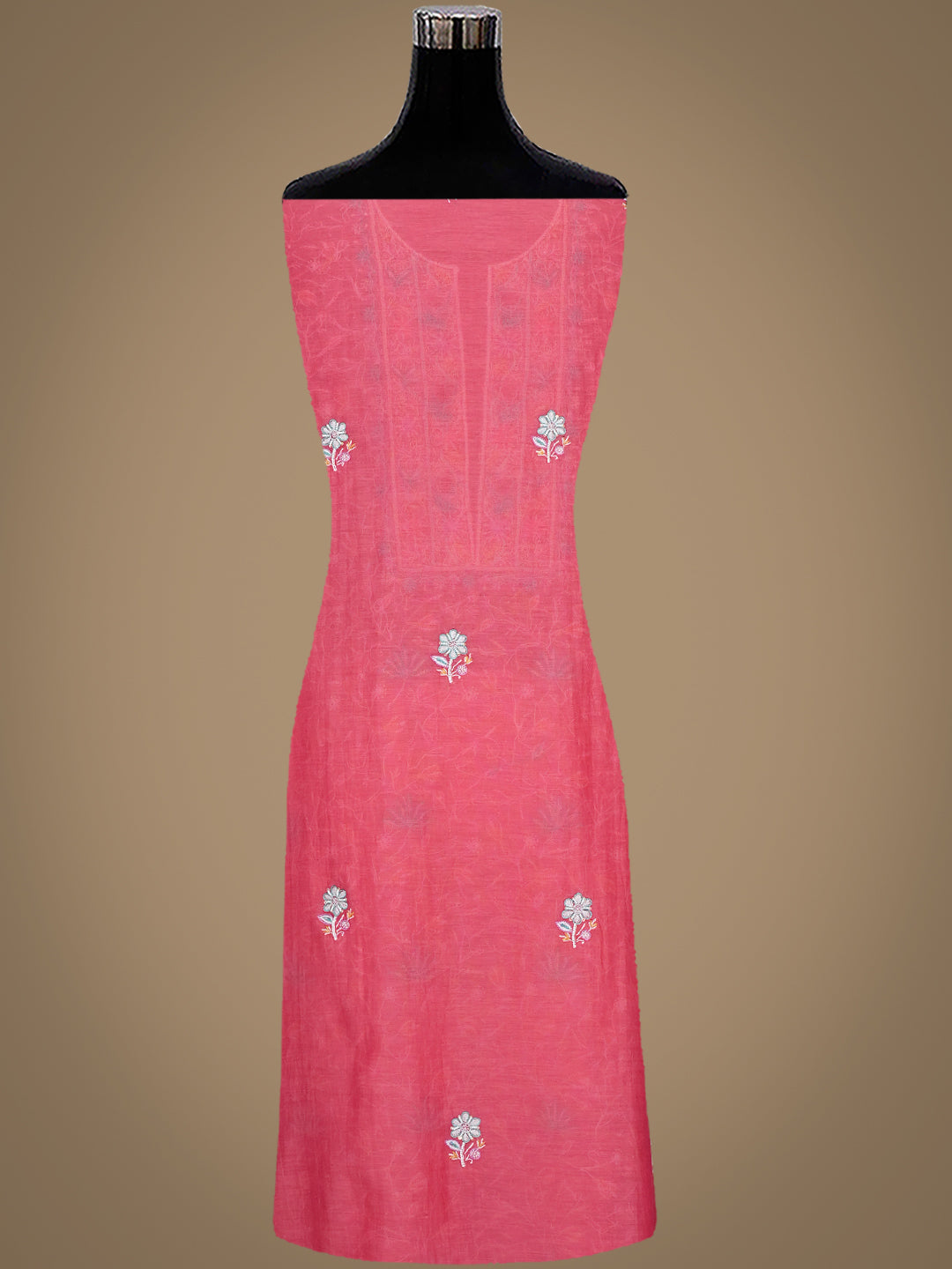 Elegant Carrot Pink Chanderi Ethnic Kurta Dupatta Set for Women