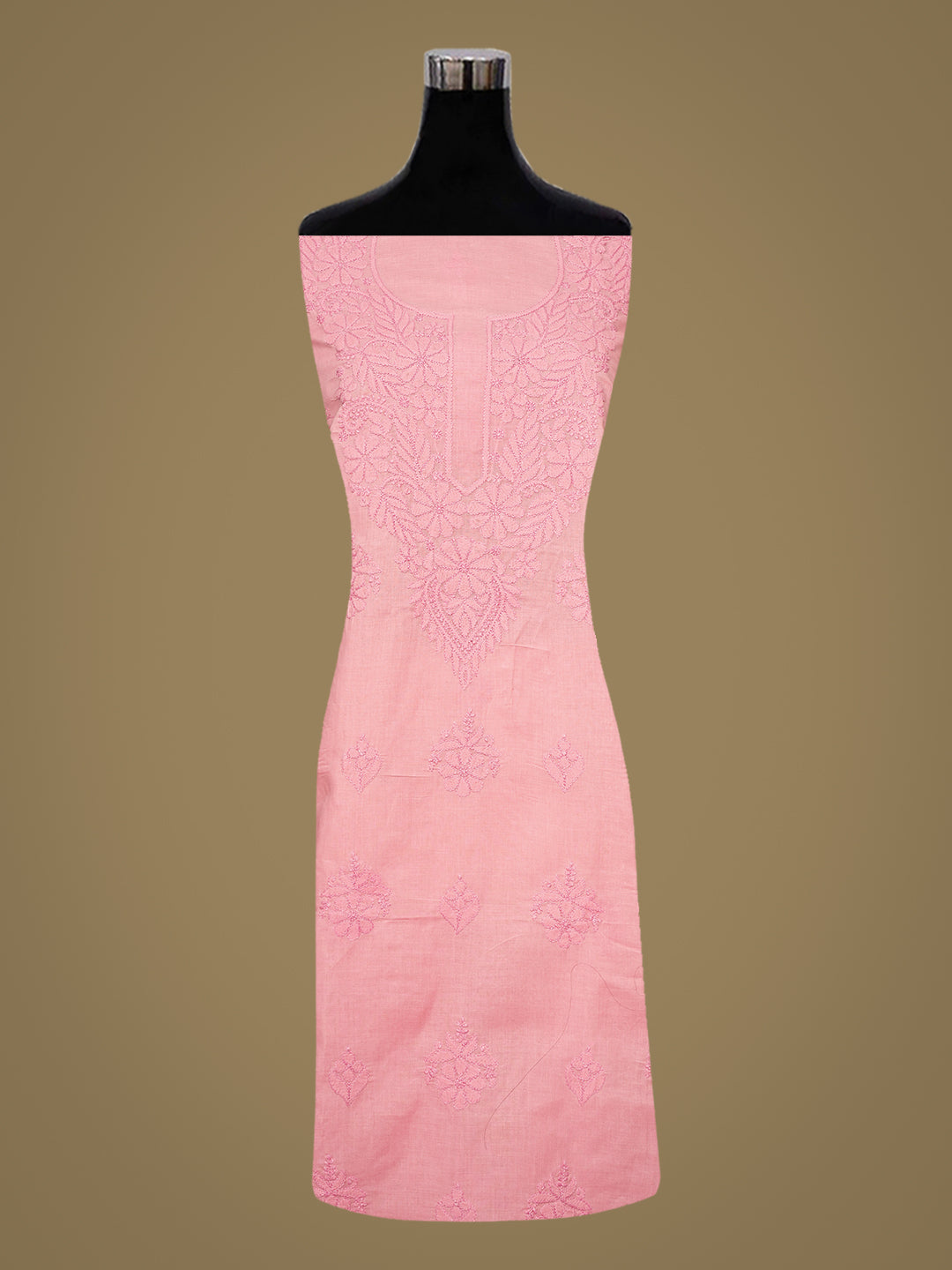 Ada Hand Embroidered Carrot Pink Cotton lucknowi Chikankari Unstitched Kurta 01A991887
