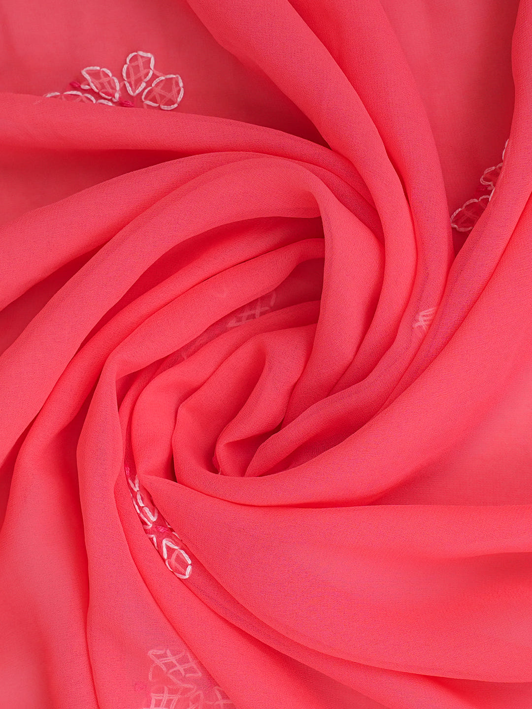 Ada Hand Embroidered Carrot Pink Georgette Lucknowi Chikankari Unstitched Suit Piece_8