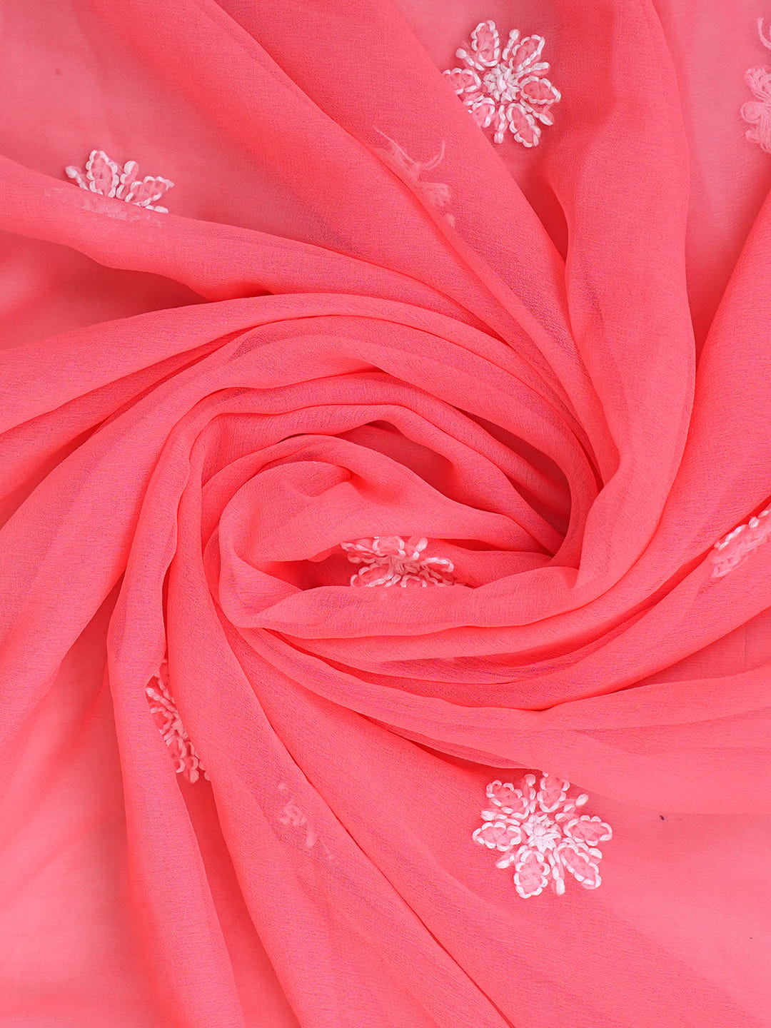 Ada Hand Embroidered Carrot Pink Georgette Lucknowi Chikankari Unstitched Suit Piece 01A981201_3
