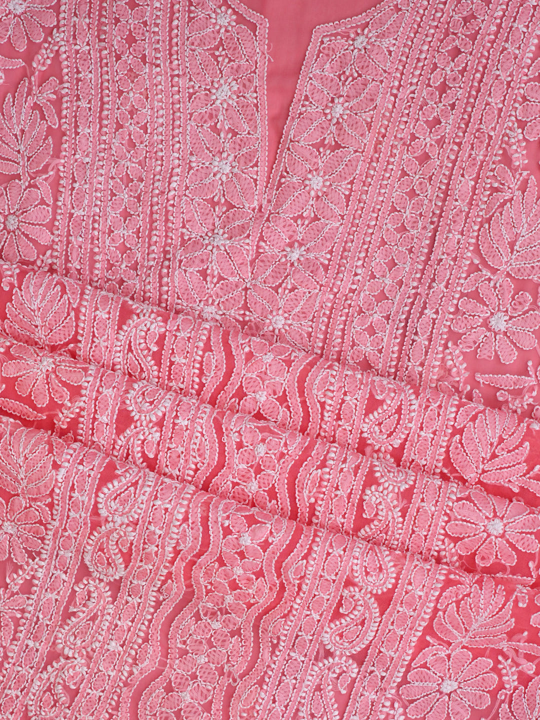 Ada Hand Embroidered Carrot Pink Georgette Lucknowi Chikankari Unstitched Suit Piece 01A981201_8