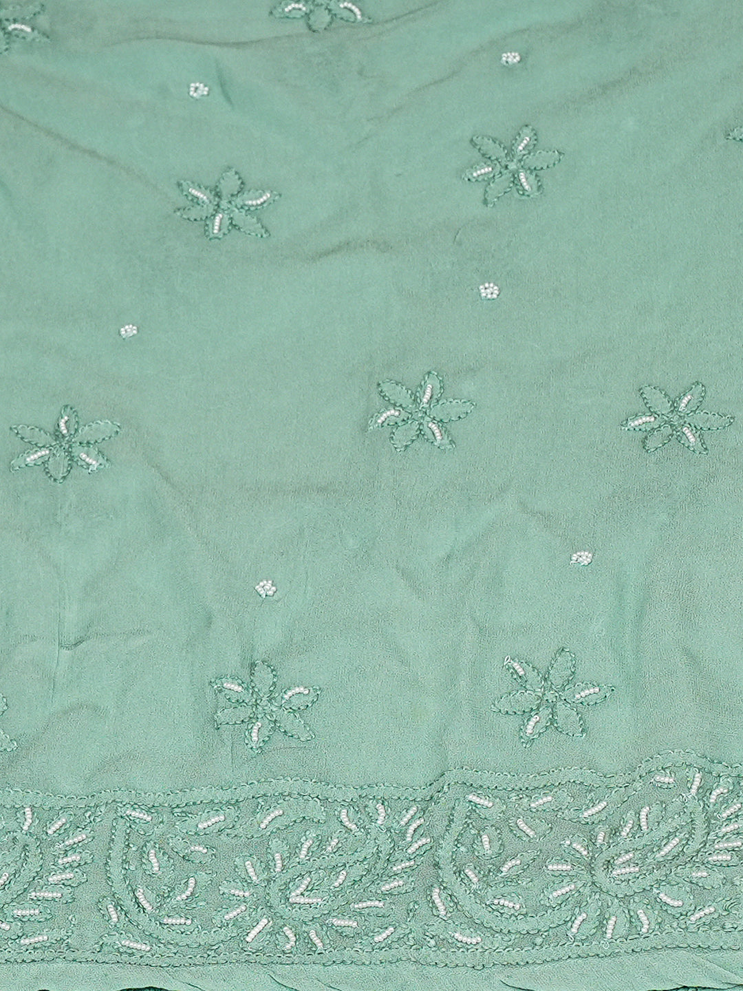 Ada Hand Embroidered Celadon Green Viscose Georgette Semi-Stitched Anarkali Kurta Dupatta Set With Cutdana Work 01A872497