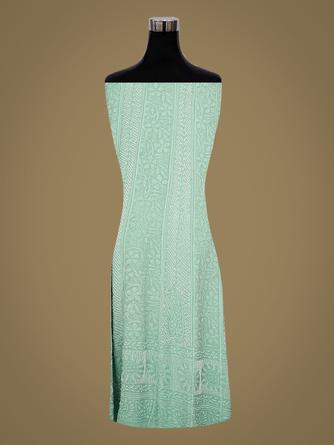 Ada Hand Embroidered Celadon Green Viscose Georgette Semi-Stitched Anarkali Kurta Dupatta Set With Cutdana Work 01A872497