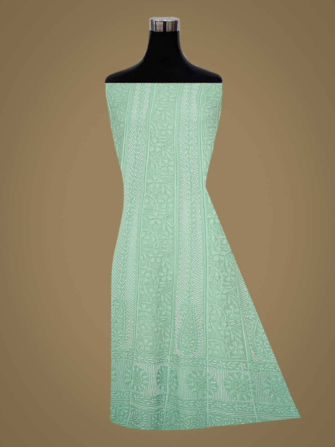 Ada Hand Embroidered Celadon Green Viscose Georgette Semi-Stitched Anarkali Kurta Dupatta Set With Cutdana Work 01A872497