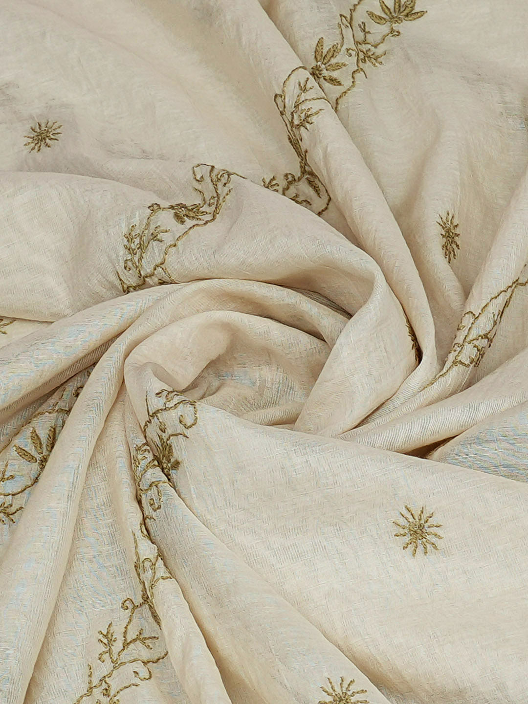 Ada Hand Embroidered Cream Chanderi Lucknowi Chikankari Dupatta 07A501234
