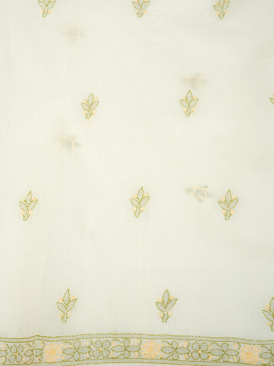 Ada Hand Embroidered Cream Cotton Lucknowi Chikankari Unstitched Suit Piece With Chiffon Dupatta 01A1025735_7