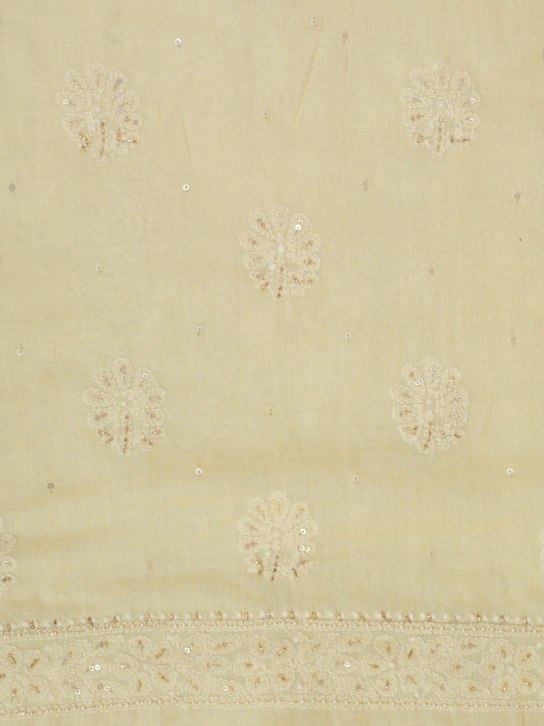 Ada Hand Embroidered Cream Cotton Lucknowi Chikankari Unstitched Suit Piece With Cutdana Work 01A705335_2