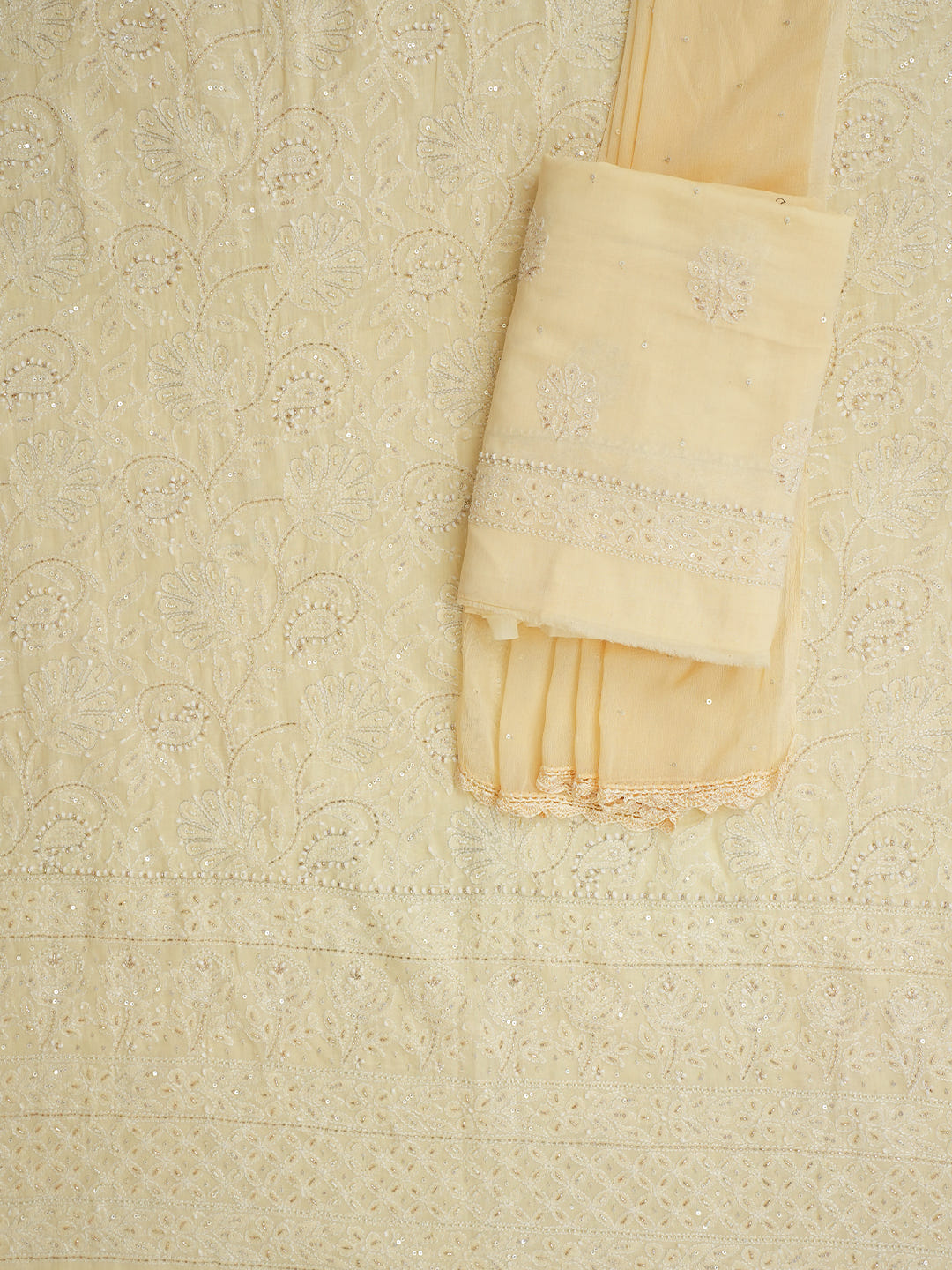 Ada Hand Embroidered Cream Cotton Lucknowi Chikankari Unstitched Suit Piece With Cutdana Work 01A705335_7