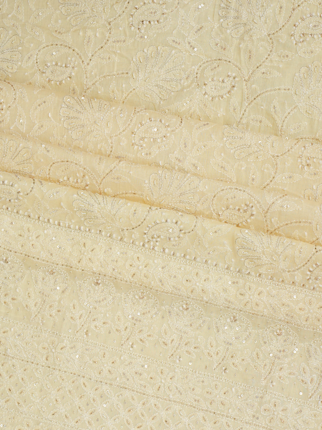 Ada Hand Embroidered Cream Cotton Lucknowi Chikankari Unstitched Suit Piece With Cutdana Work 01A705335_8