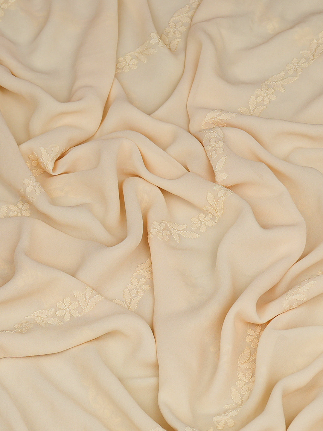Ada Hand Embroidered Cream Viscose Georgette Lucknowi Chikankari Dupatta  01A376468