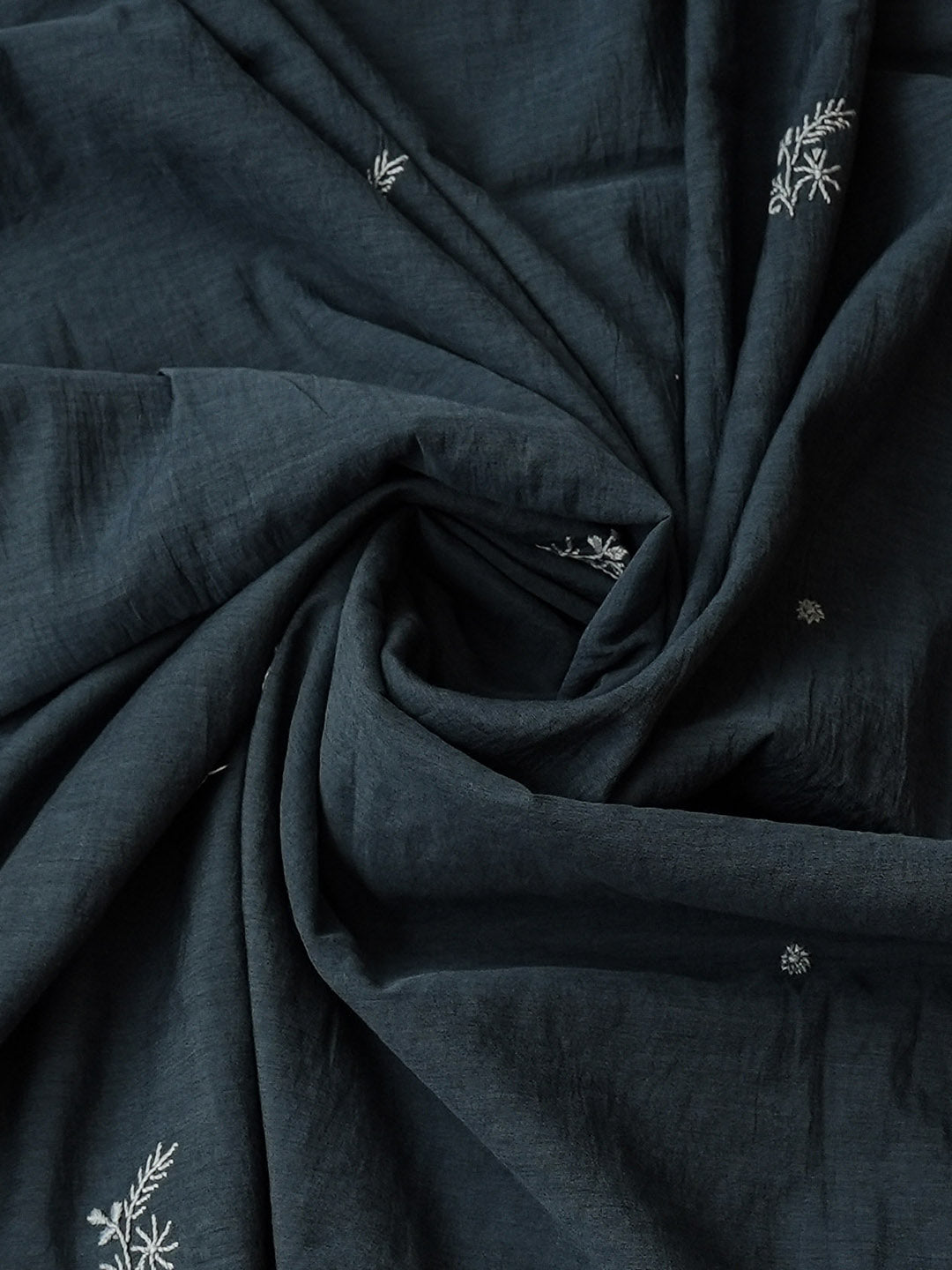 Ada Hand Embroidered Dark Slate Grey Chanderi Lucknowi Chikankari Semi-Stitched Kurta Dupatta Set 01A864352