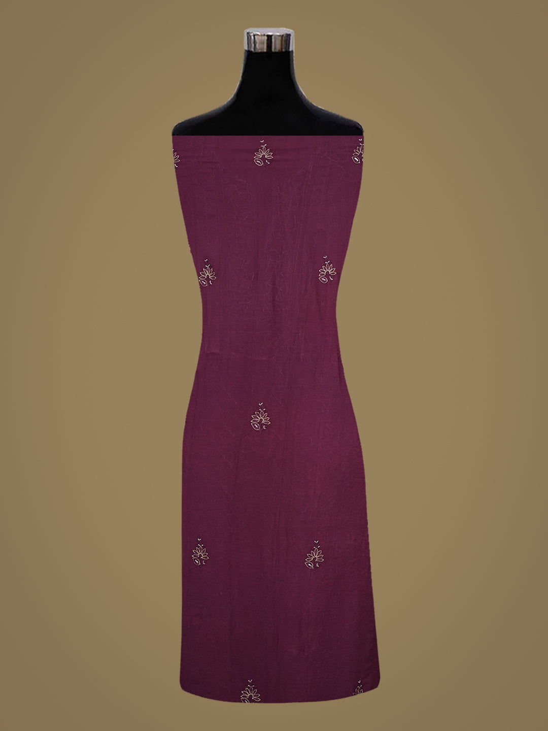 Ada Hand Embroidered Deep Purple Viscose Georgette Lucknowi Chikankari Unstitched Kurta Dupatta Set with Cutdana and Sequinned Work 01A754678