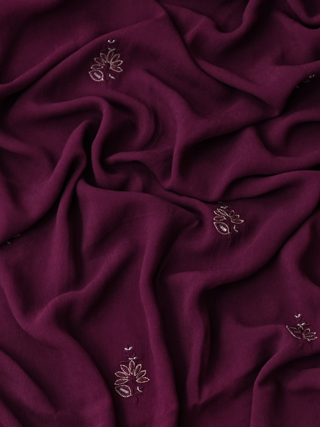 Ada Hand Embroidered Deep Purple Viscose Georgette Lucknowi Chikankari Unstitched Kurta Dupatta Set with Cutdana and Sequinned Work 01A754678