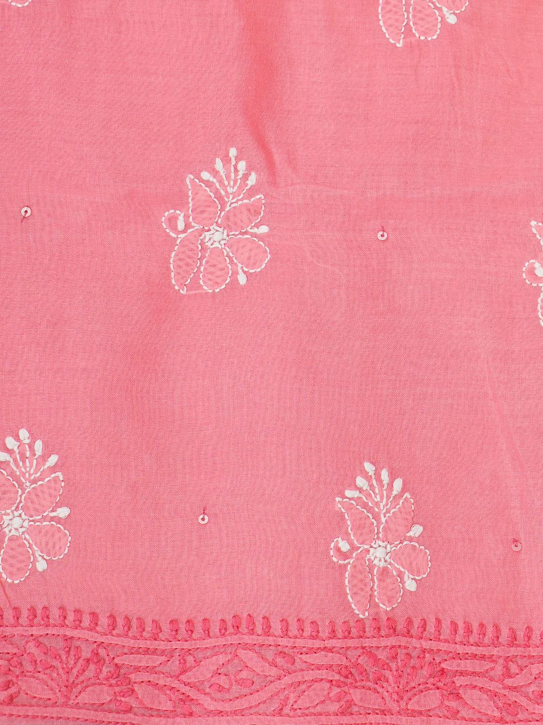 Ada Hand Embroidered Dusty Peach Faux Georgette Lucknowi Chikankari Unstitched Suit Piece 01A1002698