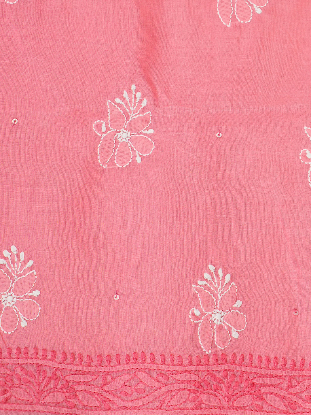 Ada Hand Embroidered Dusty Peach Faux Georgette Lucknowi Chikankari Unstitched Suit Piece 01A1002698